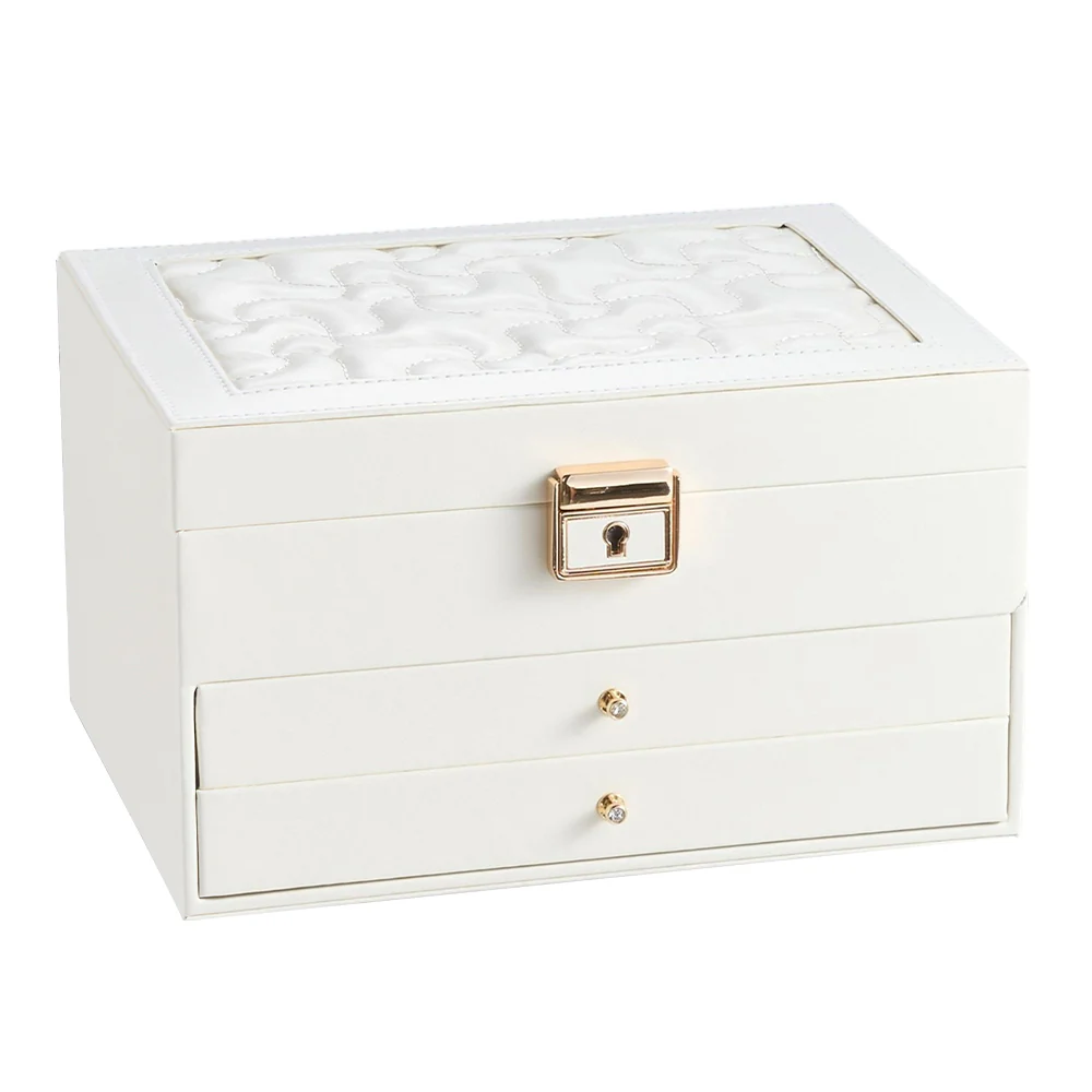 Sheonly PU Leather Jewellery Box with Mechanism Key Lock - Image 4
