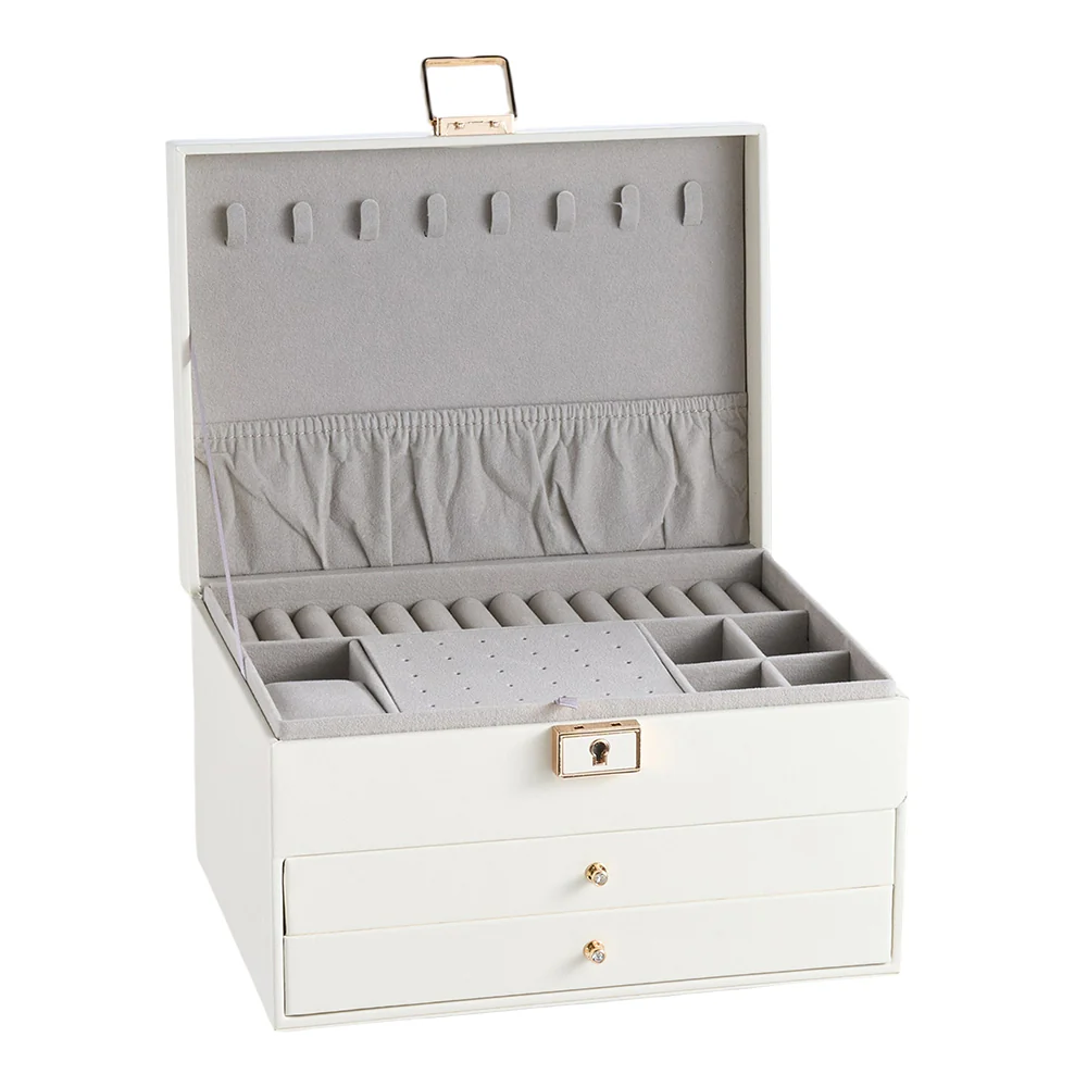 Sheonly PU Leather Jewellery Box with Mechanism Key Lock - Image 5