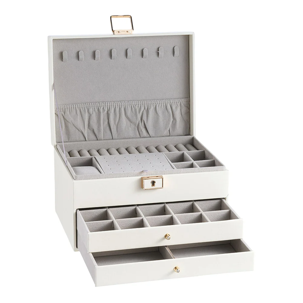 Sheonly PU Leather Jewellery Box with Mechanism Key Lock - Image 6