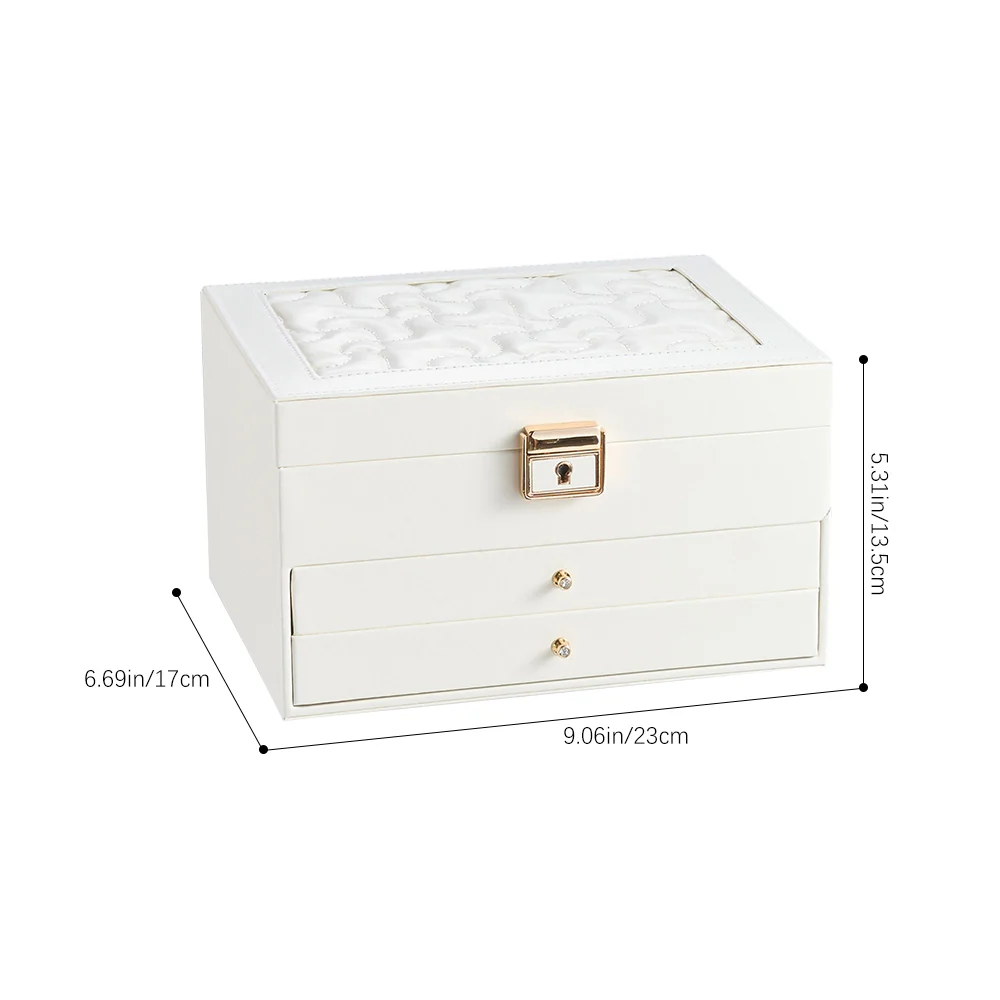 Sheonly PU Leather Jewellery Box with Mechanism Key Lock - Image 7
