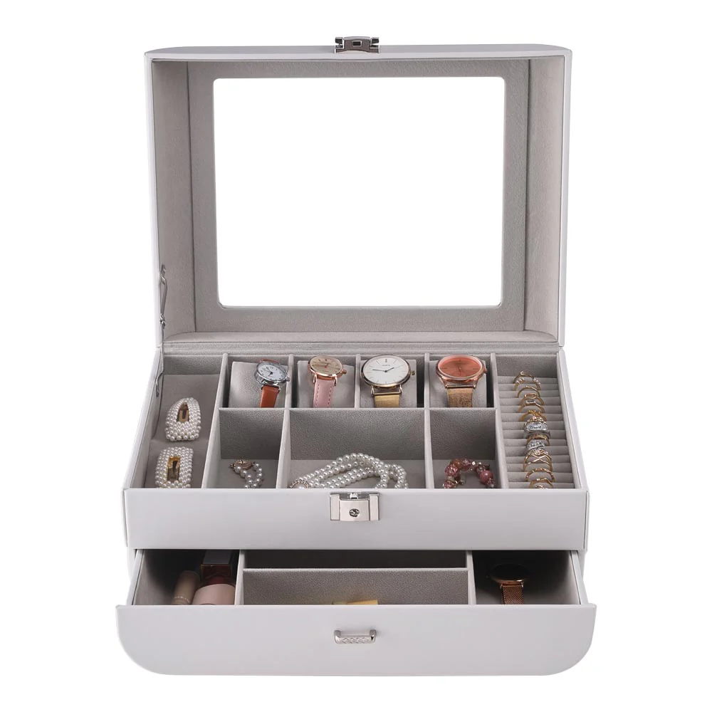 Sheonly Stylish Jewellery Storage Box with Watch Slots - Image 6