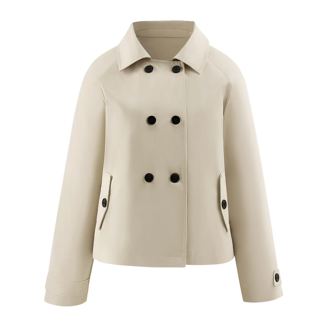 Short Double-Breasted Khaki Jacket - Image 3