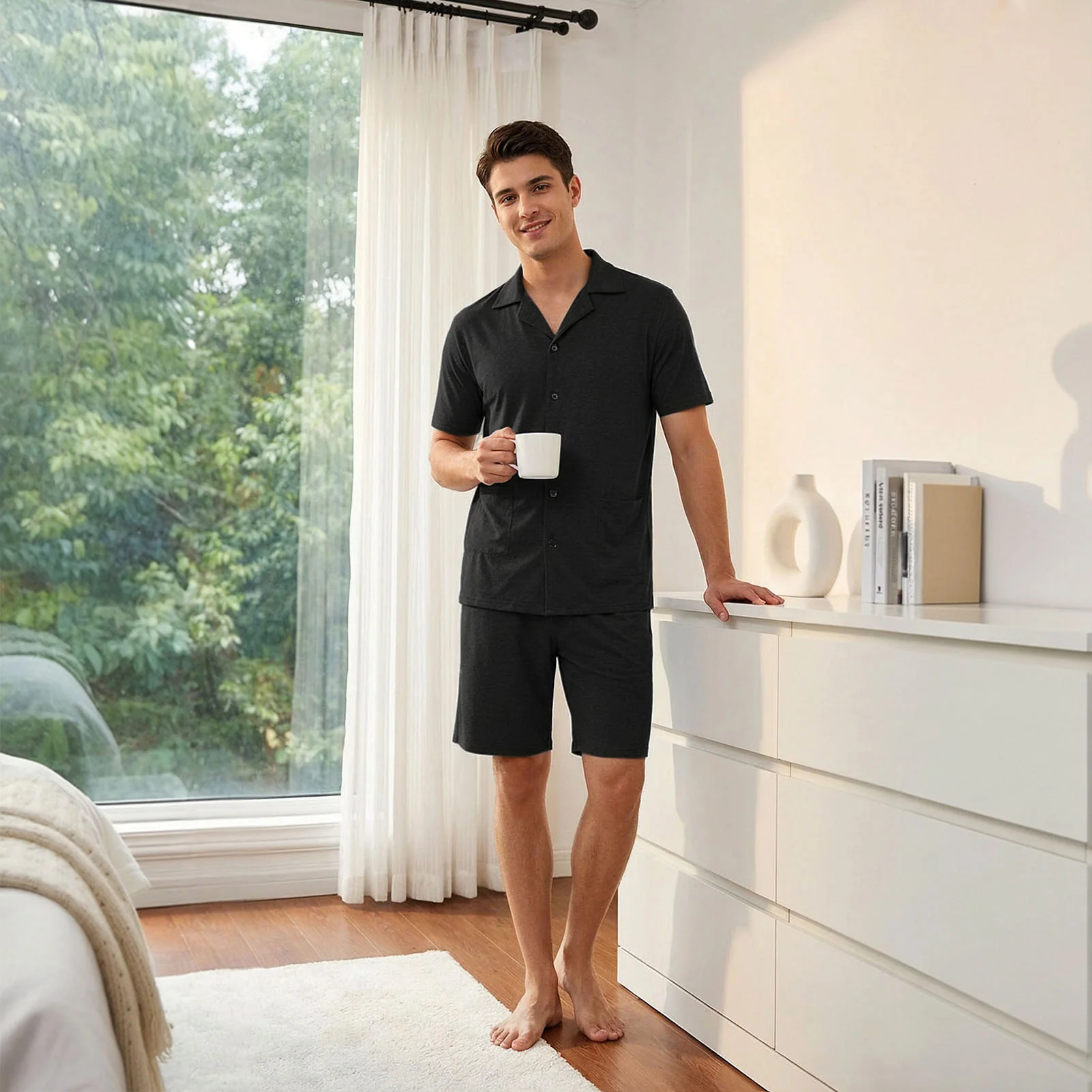 Short Sleeve Loungewear Set Black