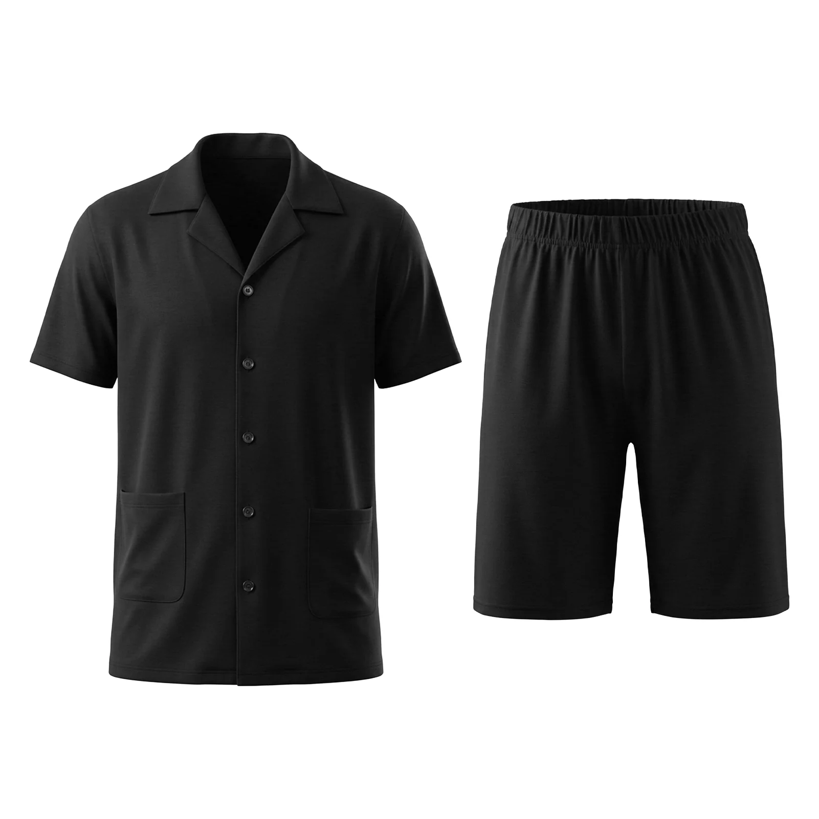 Short Sleeve Loungewear Set Black - Image 2