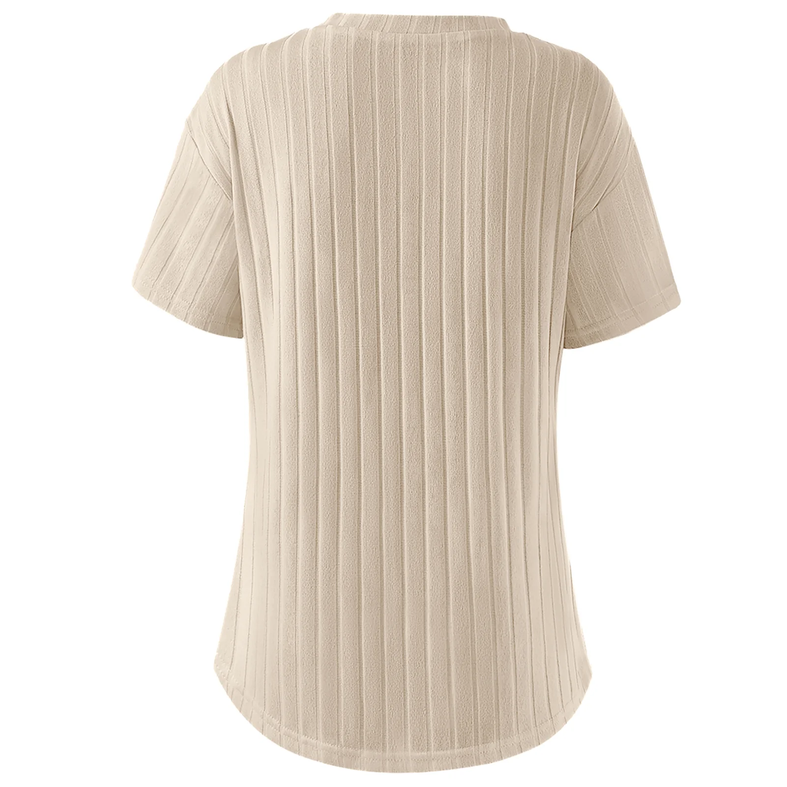 Short Sleeve Loungewear Set Cream Ribbed - Image 4