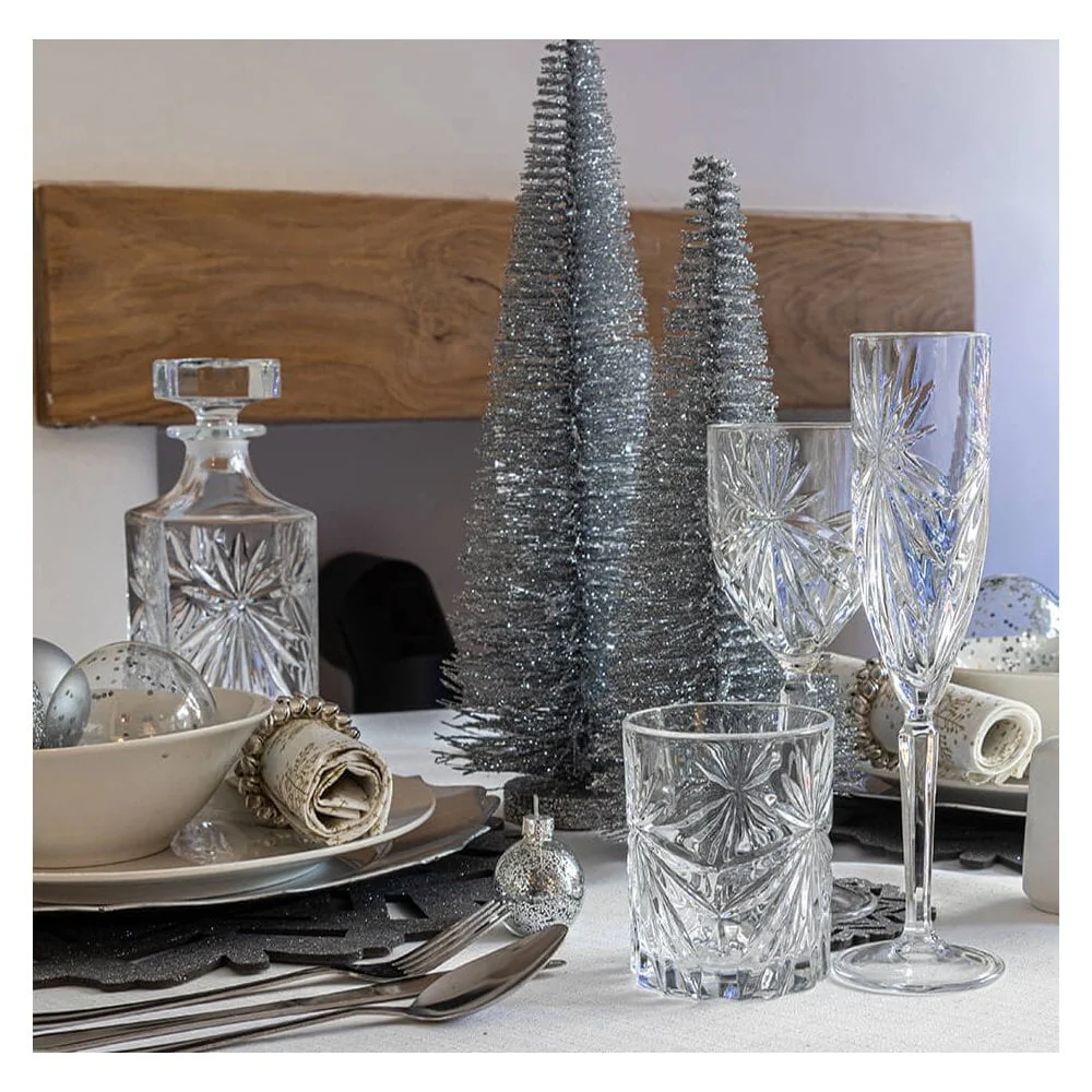 Silver Glittered Christmas Tree Decoration - Large