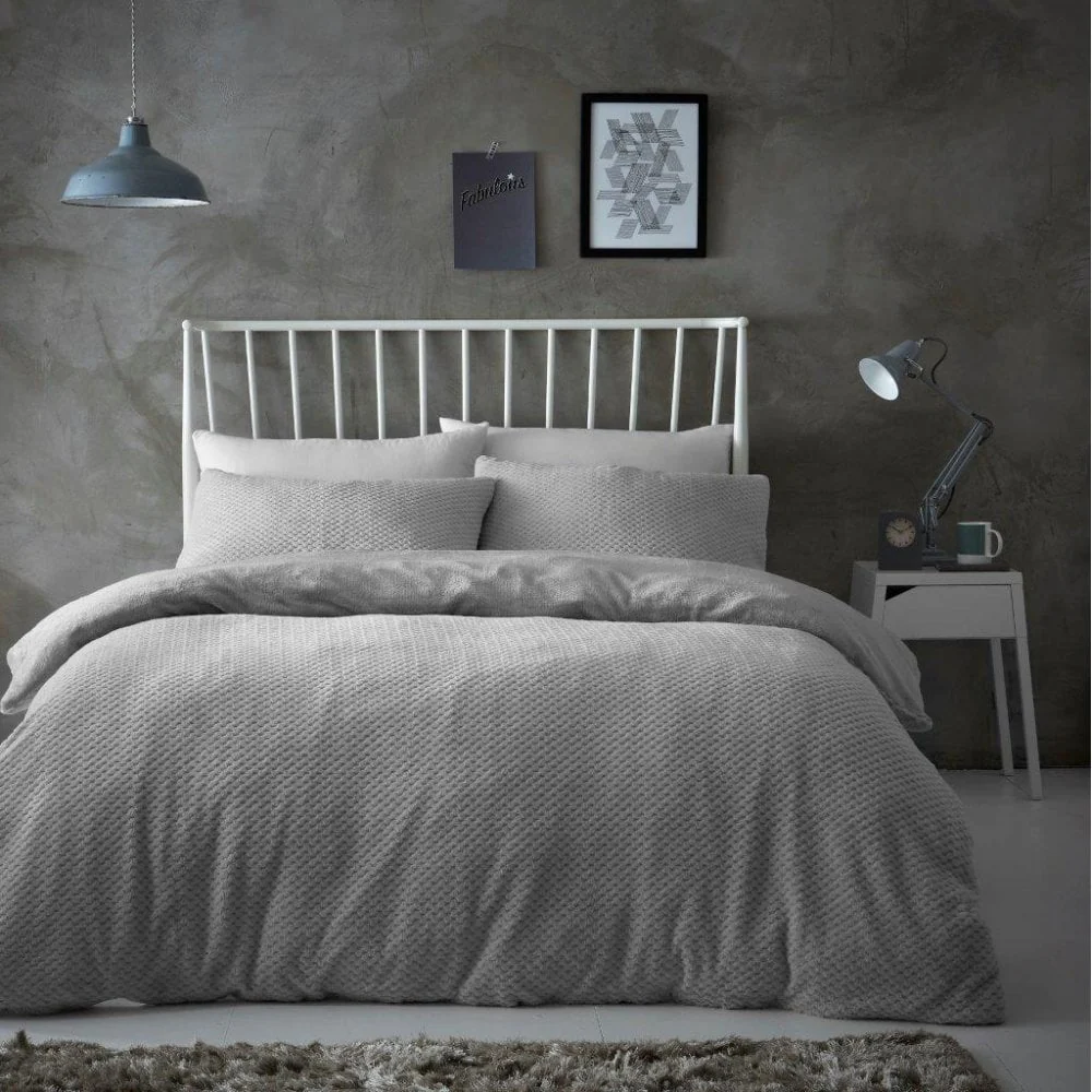 Silver Popcorn Fleece Blush Duvet Set - Single/Double/King