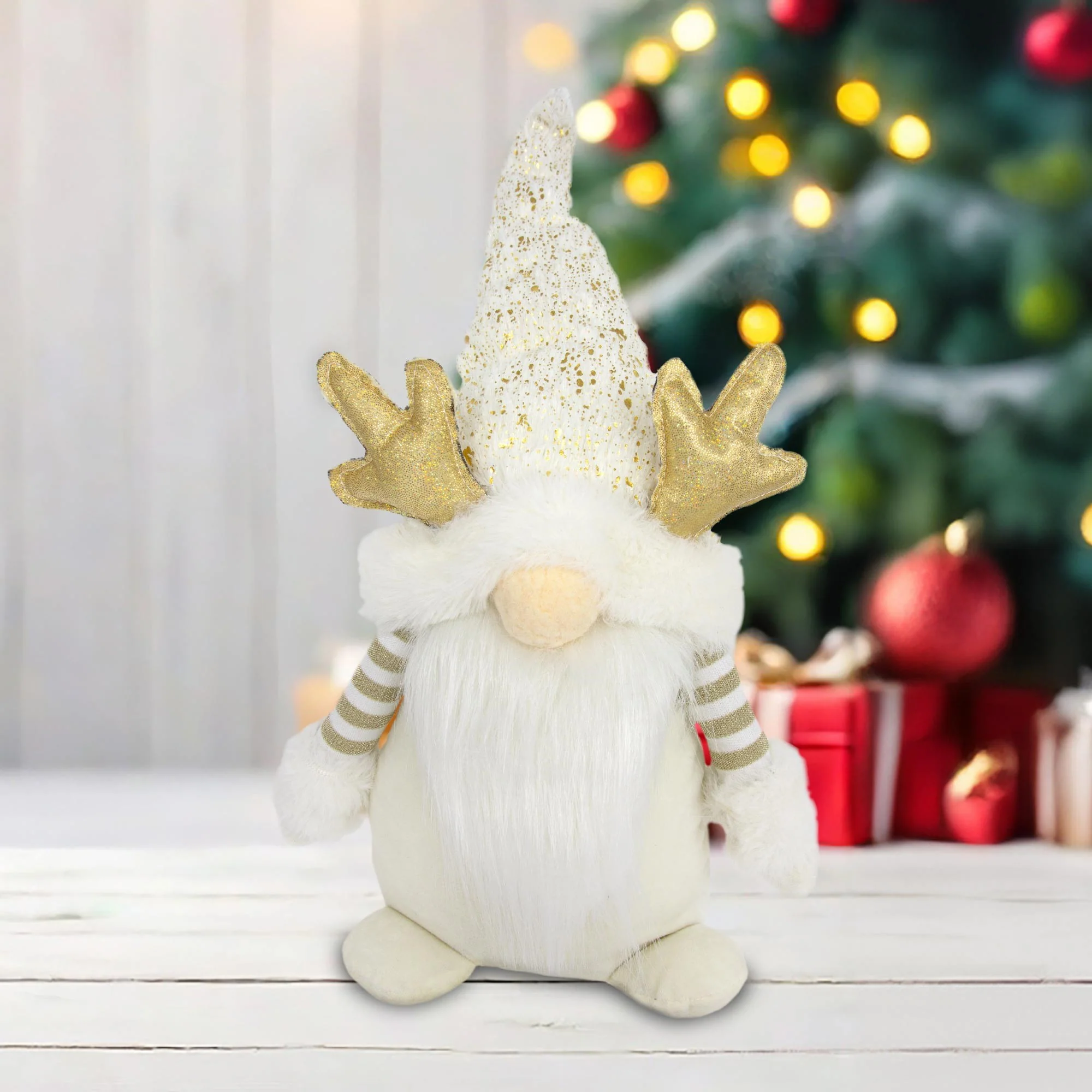 Sitting Santa Gonk With Antlers - Cream - Image 2