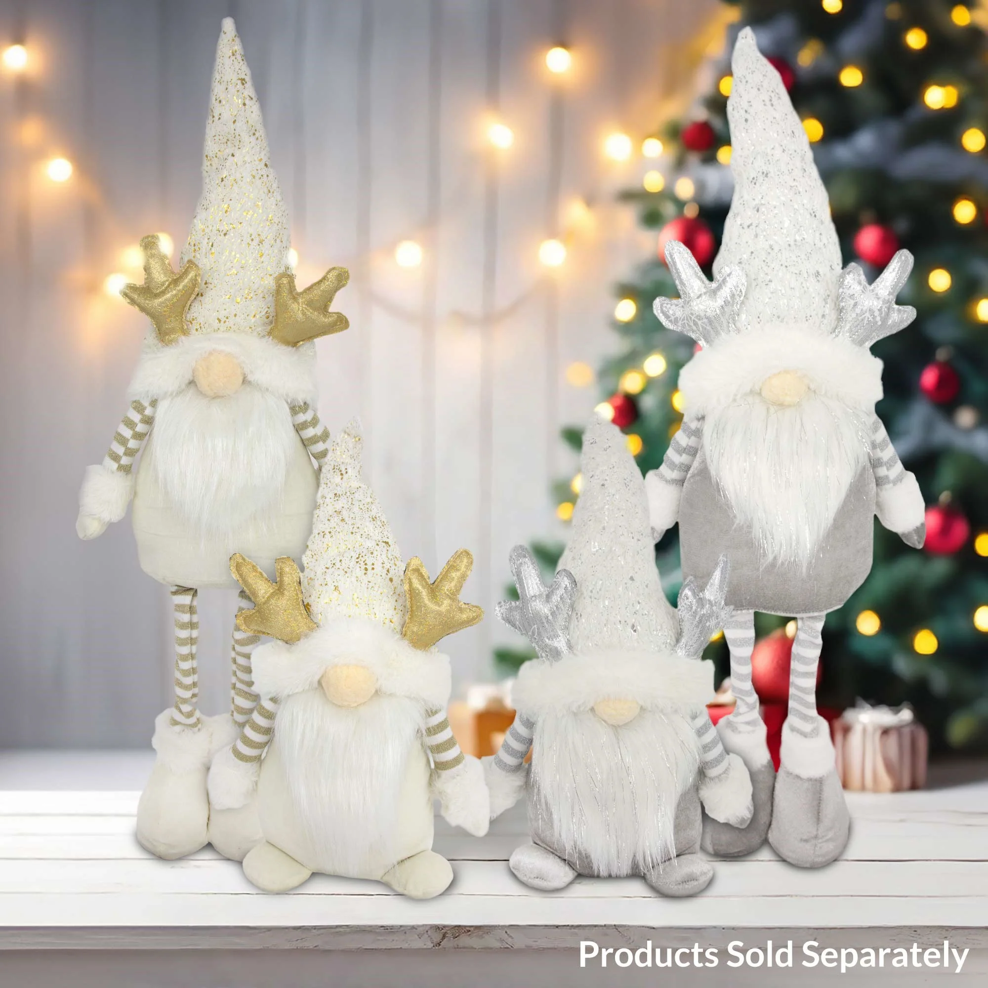 Sitting Santa Gonk With Antlers - Cream - Image 3