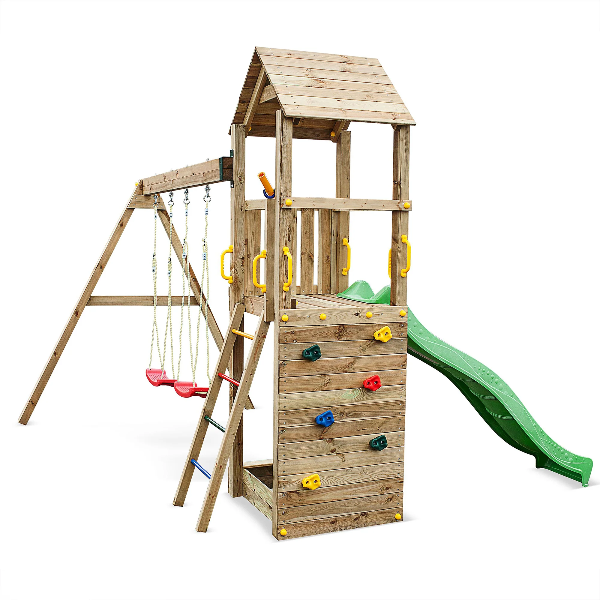 Sky High Hideout Playfort Climbing Frame With Swings And Slide - Image 7