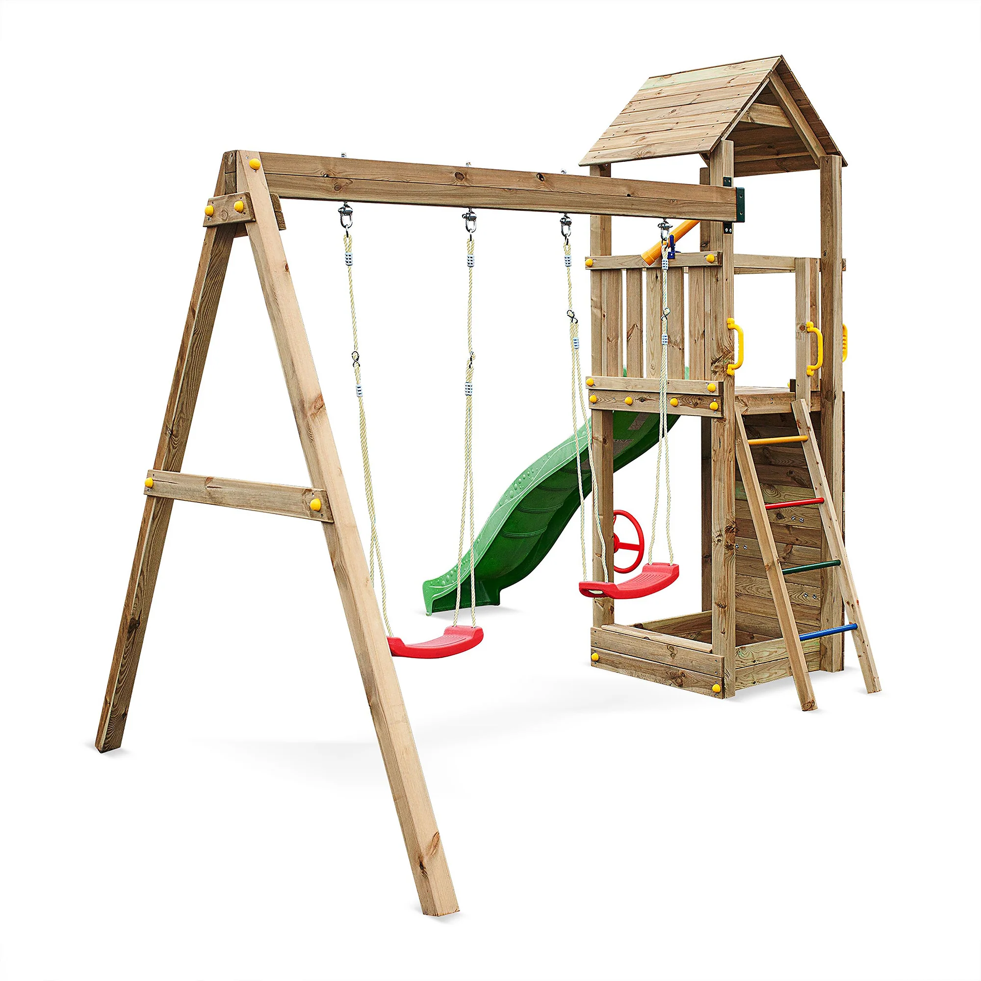 Sky High Hideout Playfort Climbing Frame With Swings And Slide - Image 8