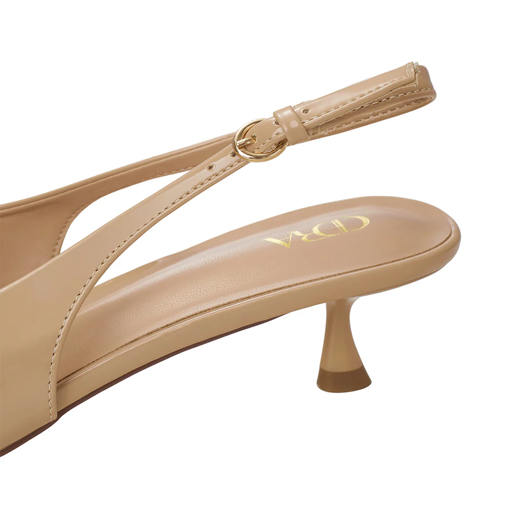 Slingback Pointed Closed Toe Heels Pumps Sandals - Nude - Image 8