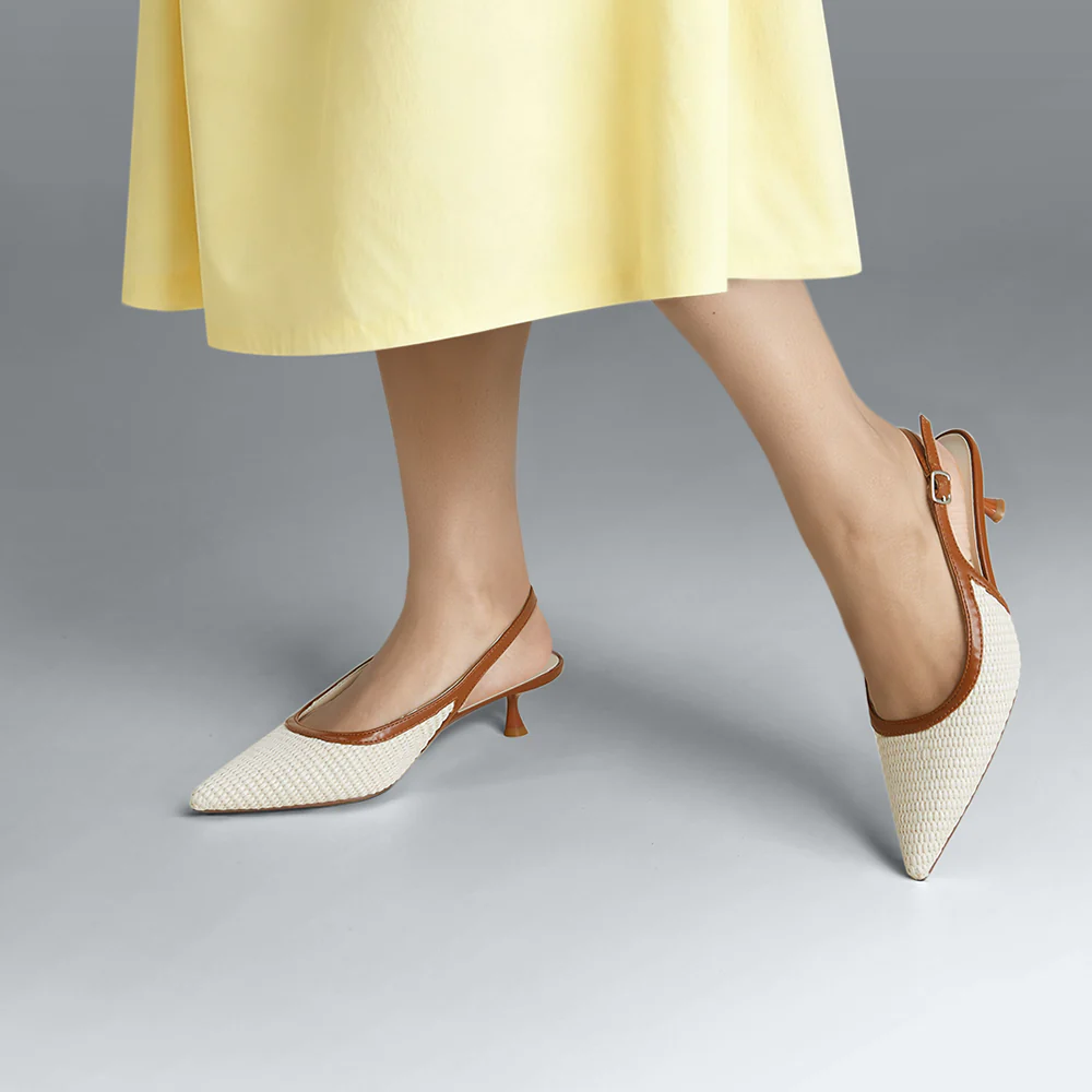 Slingback Pointed Closed Toe Heels Pumps Sandals - Image 2