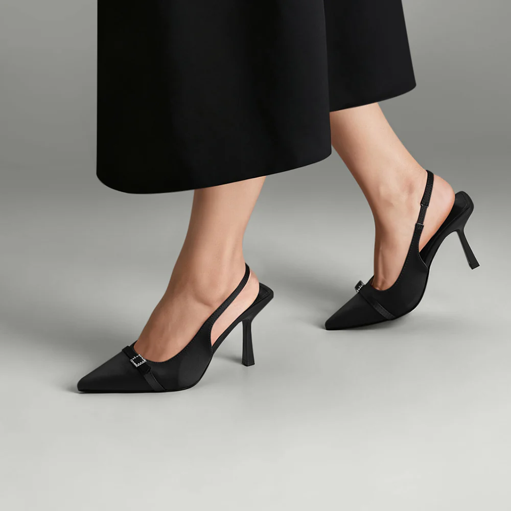Slingback Pointed Closed Toe Heels Pumps Sandals