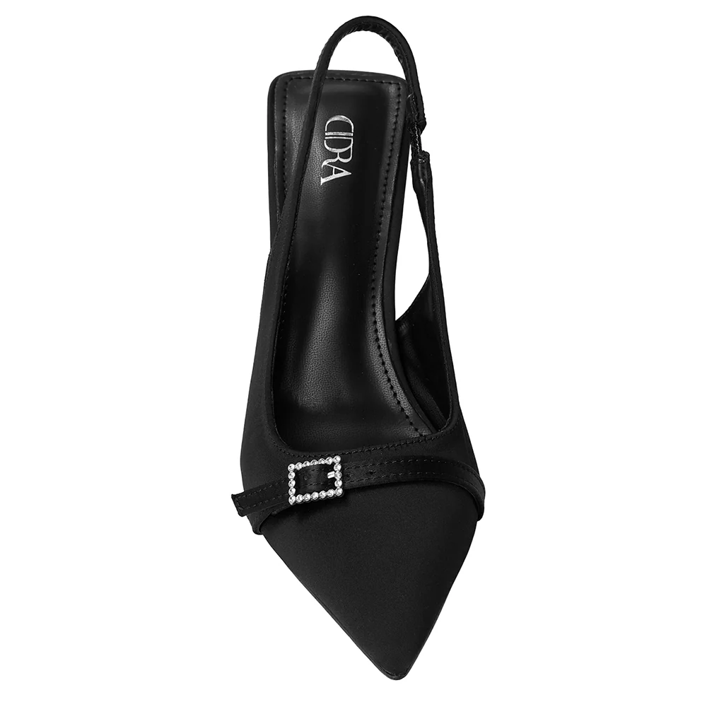 Slingback Pointed Closed Toe Heels Pumps Sandals - Image 5