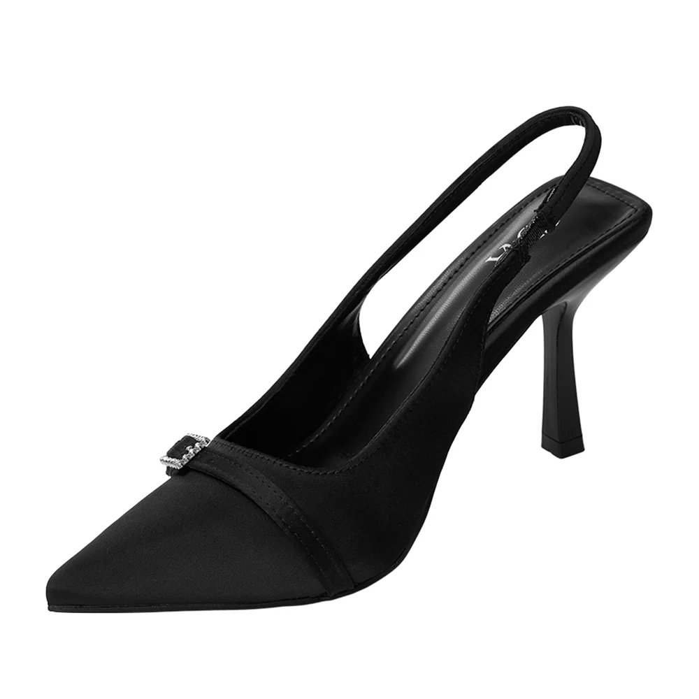 Slingback Pointed Closed Toe Heels Pumps Sandals - Image 6