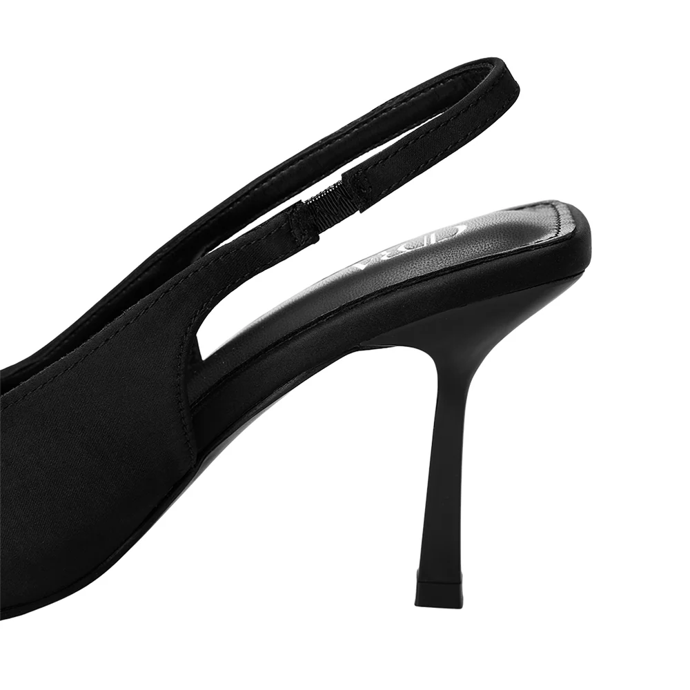 Slingback Pointed Closed Toe Heels Pumps Sandals - Image 8