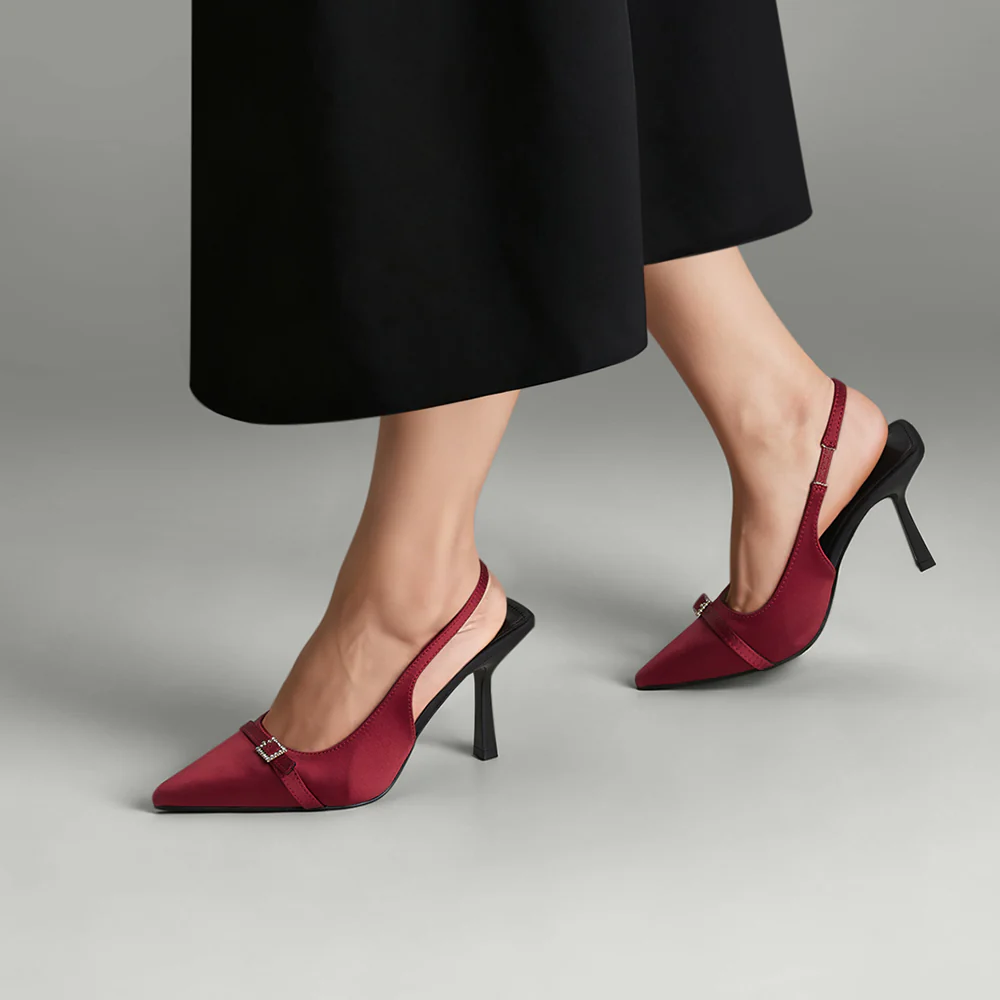 Slingback Pointed Closed Toe Heels Pumps Sandals