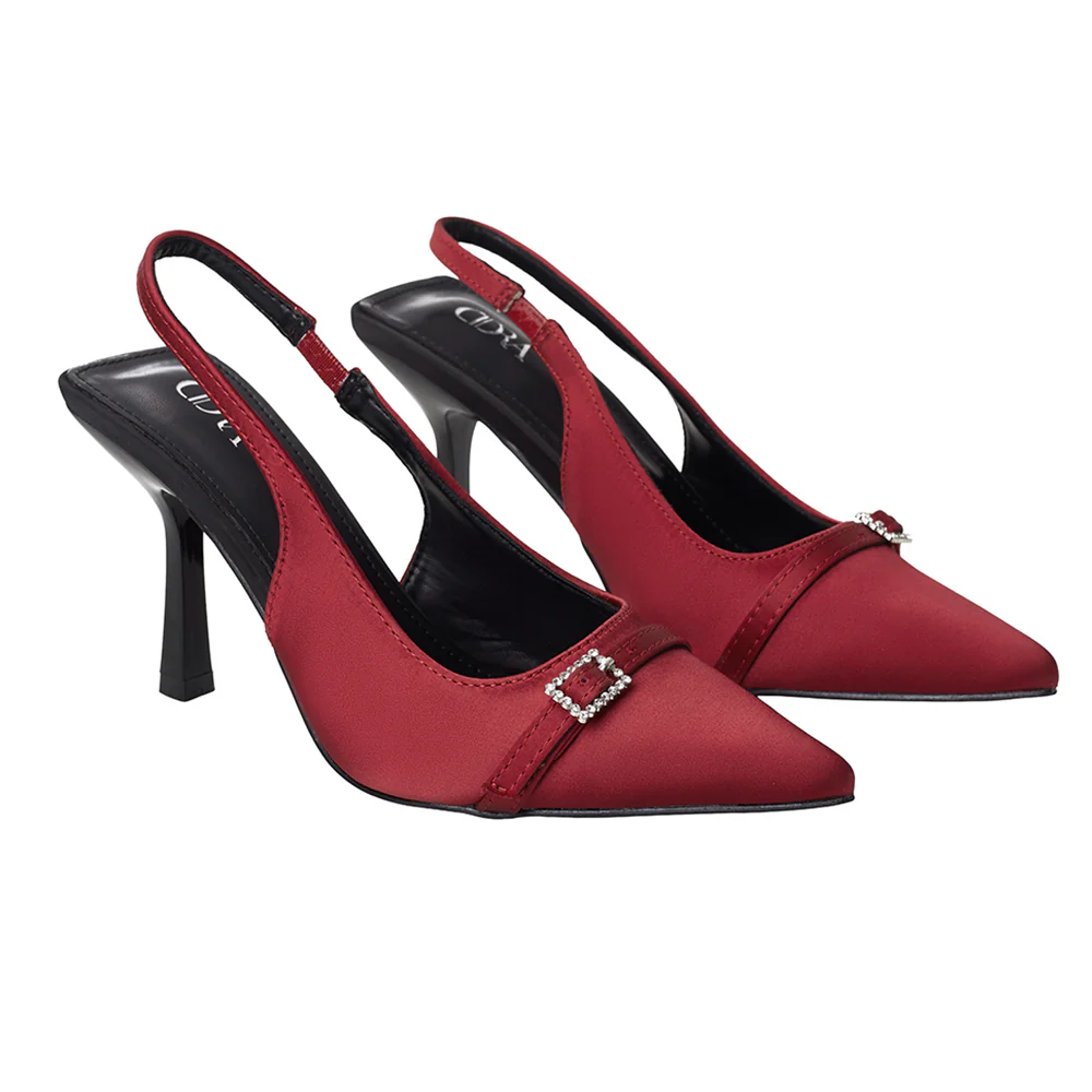 Slingback Pointed Closed Toe Heels Pumps Sandals - Image 3
