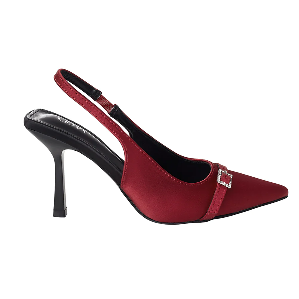 Slingback Pointed Closed Toe Heels Pumps Sandals - Image 4