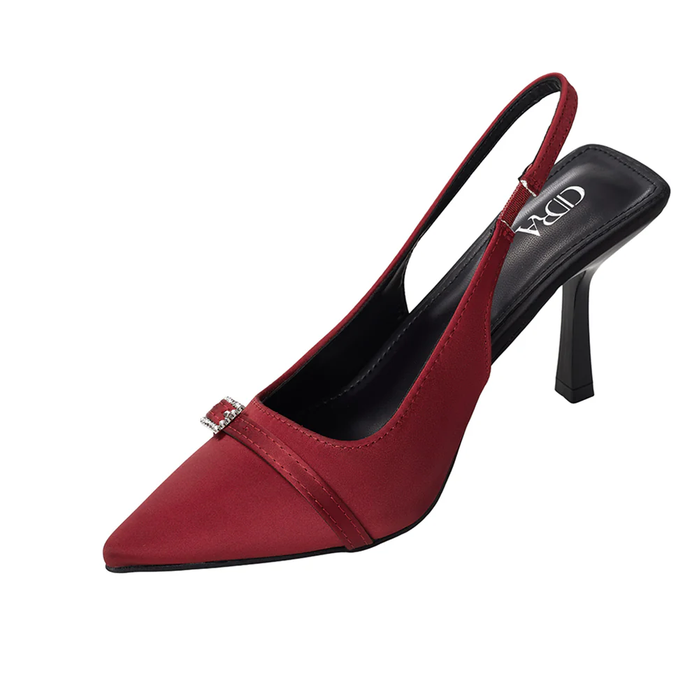 Slingback Pointed Closed Toe Heels Pumps Sandals - Image 6
