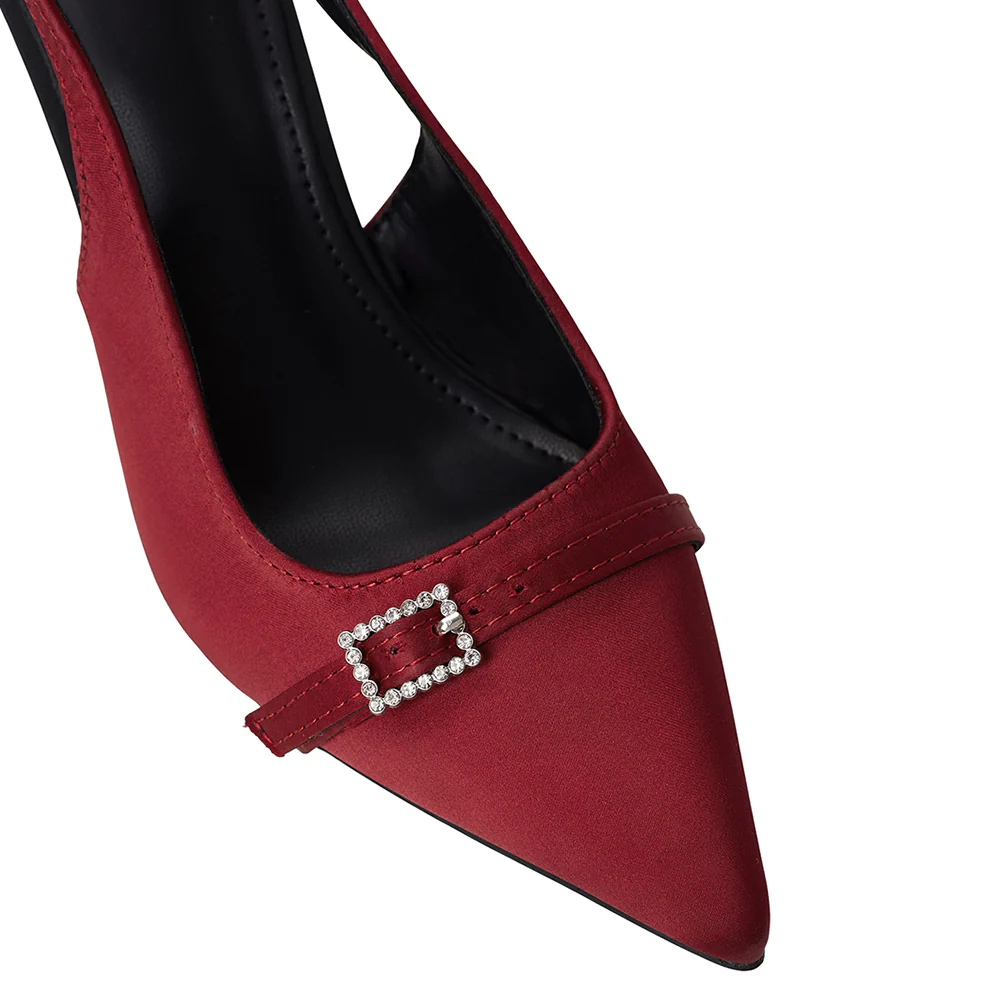Slingback Pointed Closed Toe Heels Pumps Sandals - Image 7