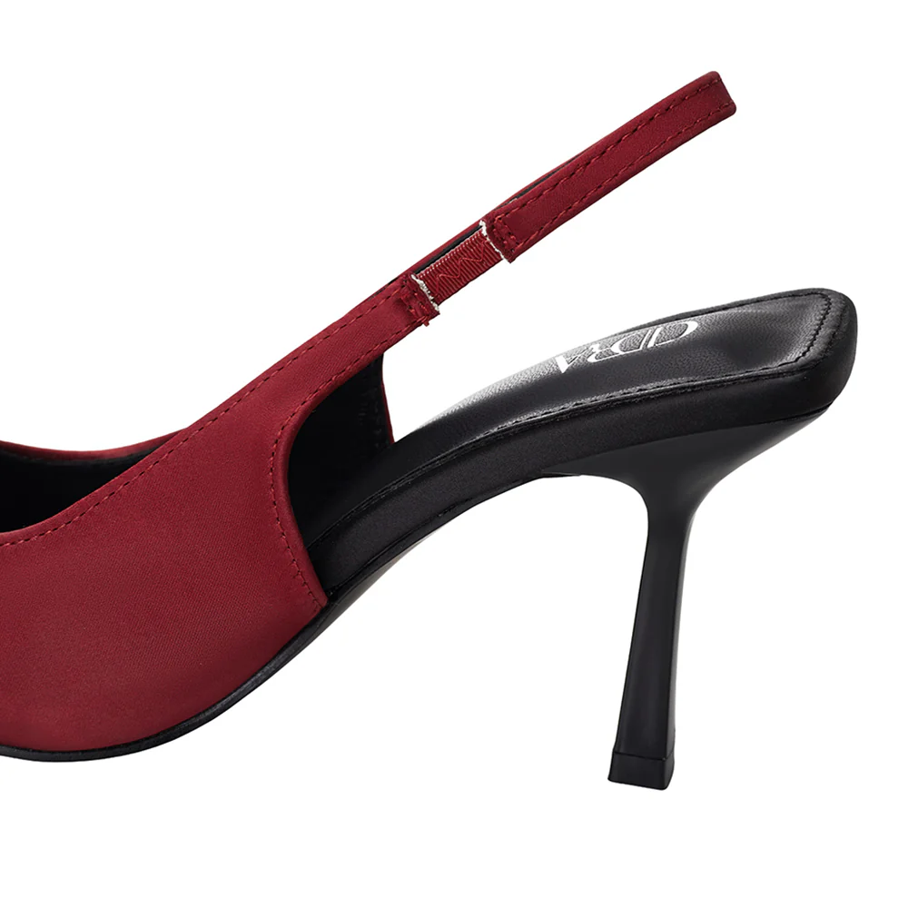 Slingback Pointed Closed Toe Heels Pumps Sandals - Image 8