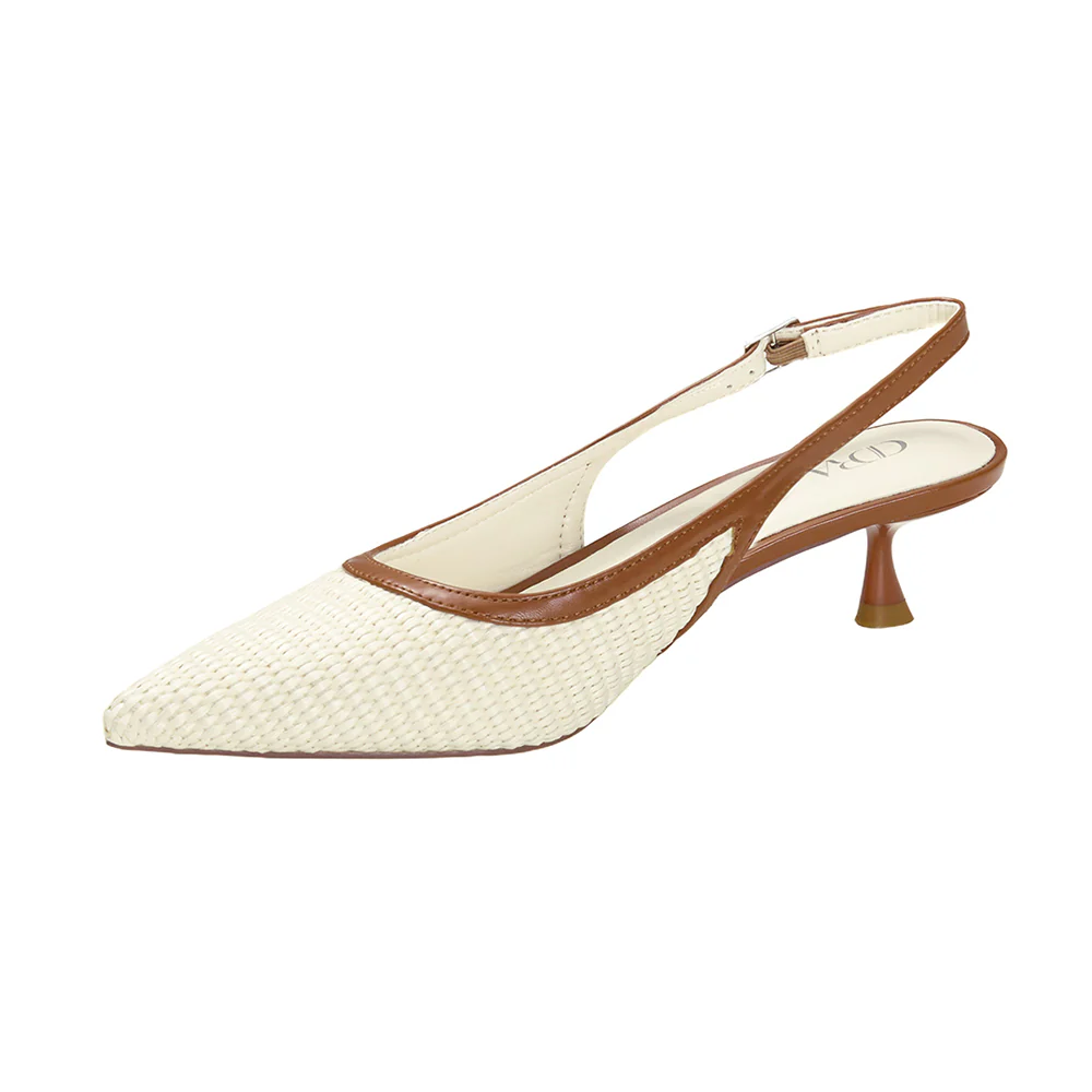 Slingback Pointed Closed Toe Heels Pumps Sandals - Image 5