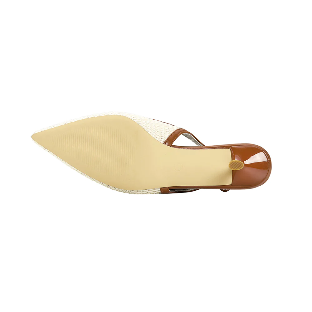 Slingback Pointed Closed Toe Heels Pumps Sandals - Image 9