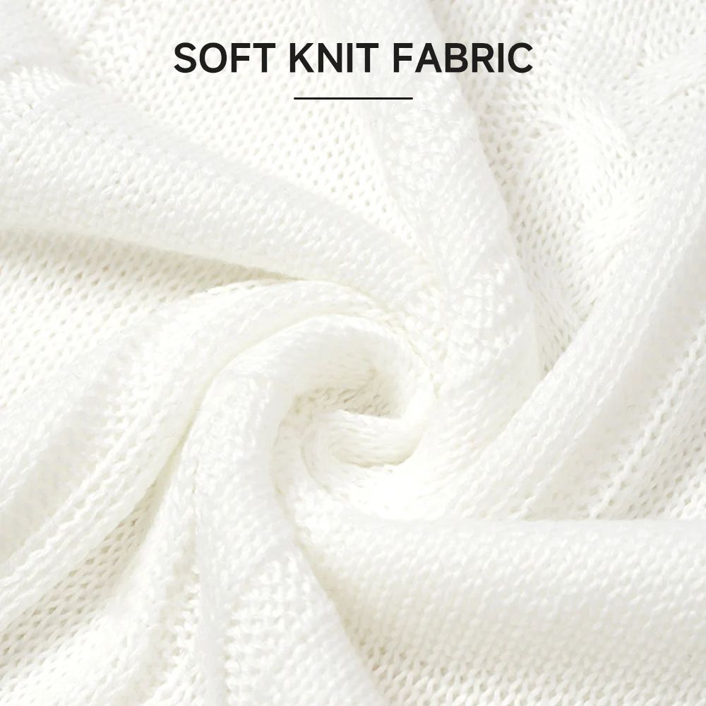 Slouchy Asymmetrical Neck Knitted Sweater - White - Image 7