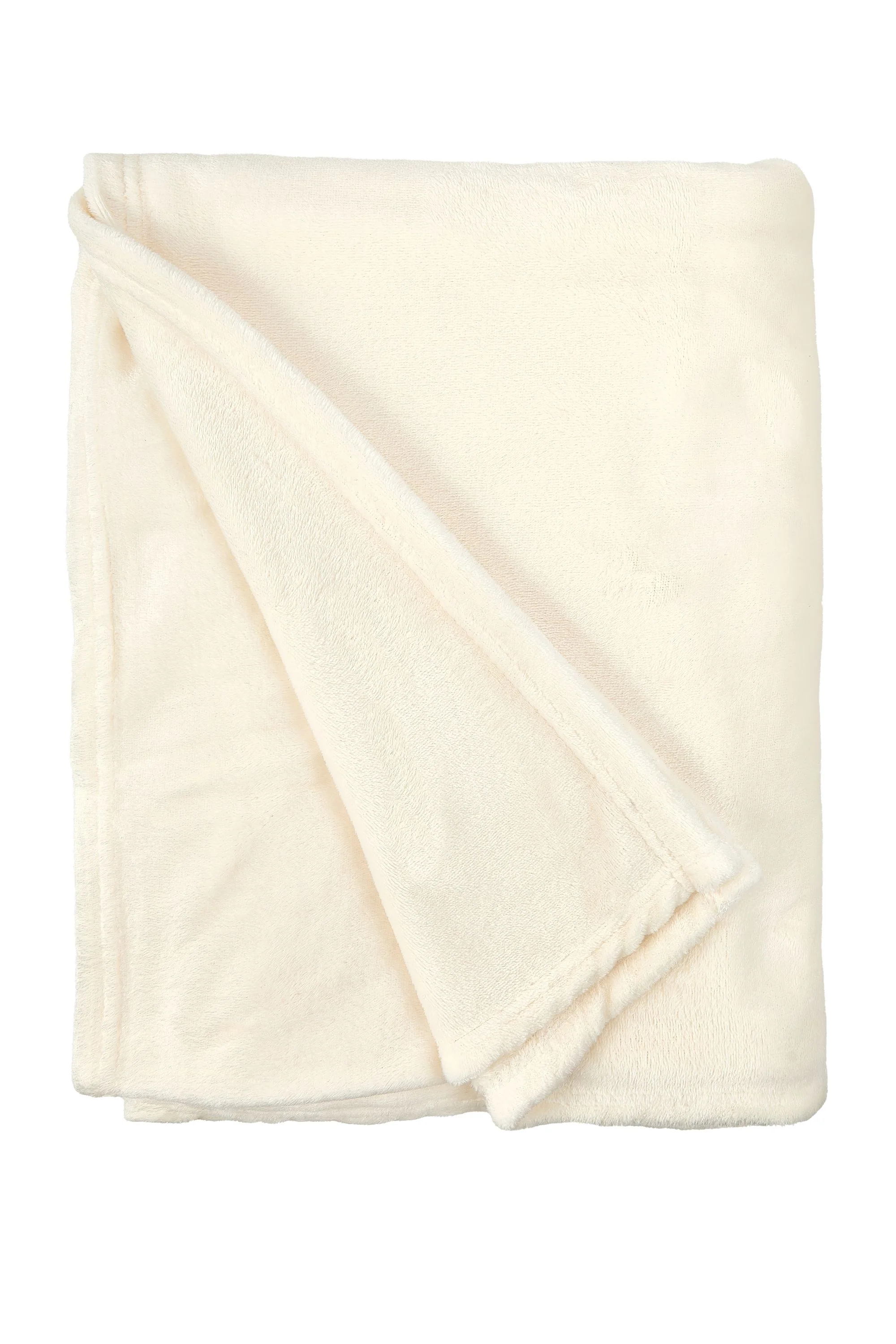 Snug Flannel Fleece Blanket Super Soft Throw in Cream - Image 2