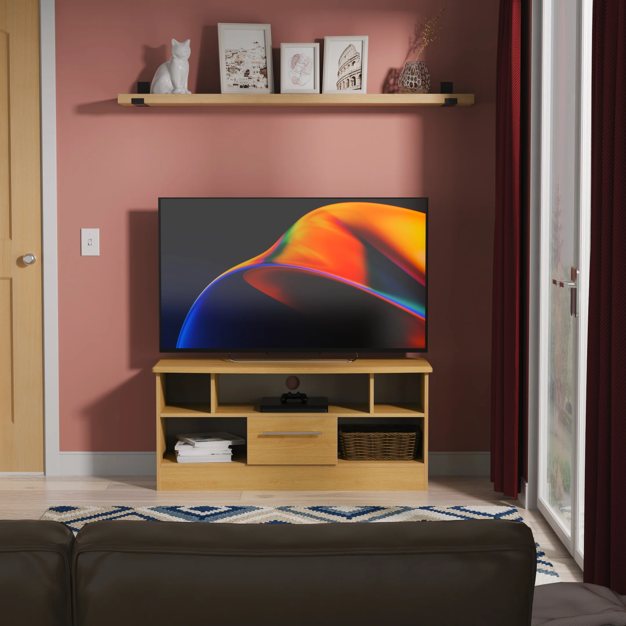 Sofia Ready Assembled 1 Drawer TV & Media Unit in Modern Oak