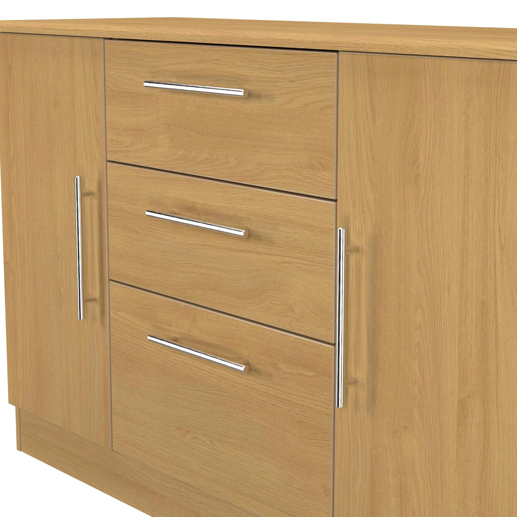 Sofia Ready Assembled 2 Door 3 Drawer Sideboard in Modern Oak - Image 5