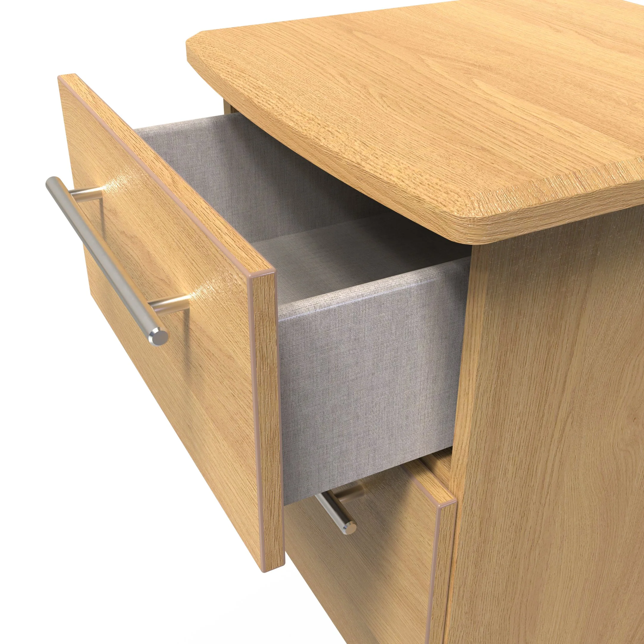 Sofia Ready Assembled 2 Drawer Bedside Cabinet in Modern Oak - Image 5