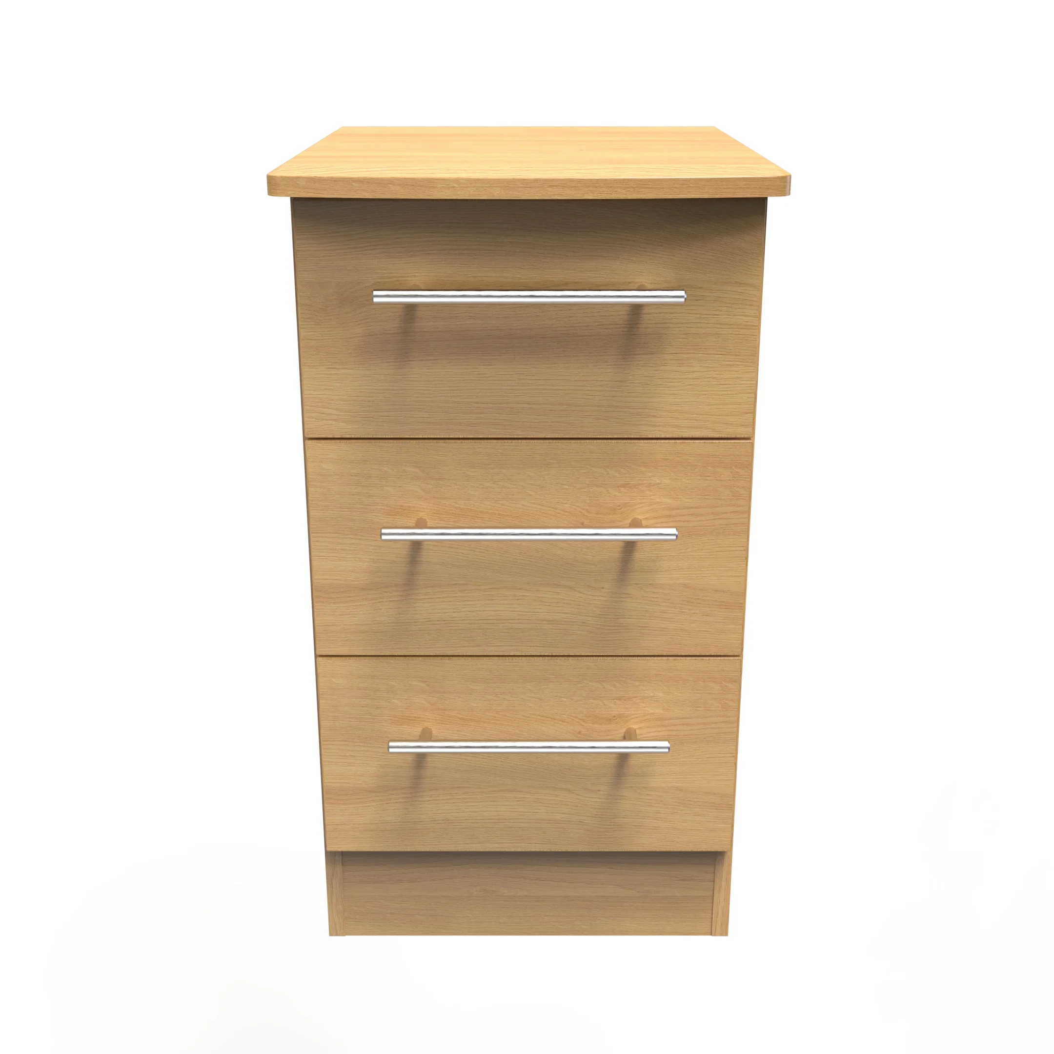 Sofia Ready Assembled 3 Drawer Bedside Cabinet in Modern Oak