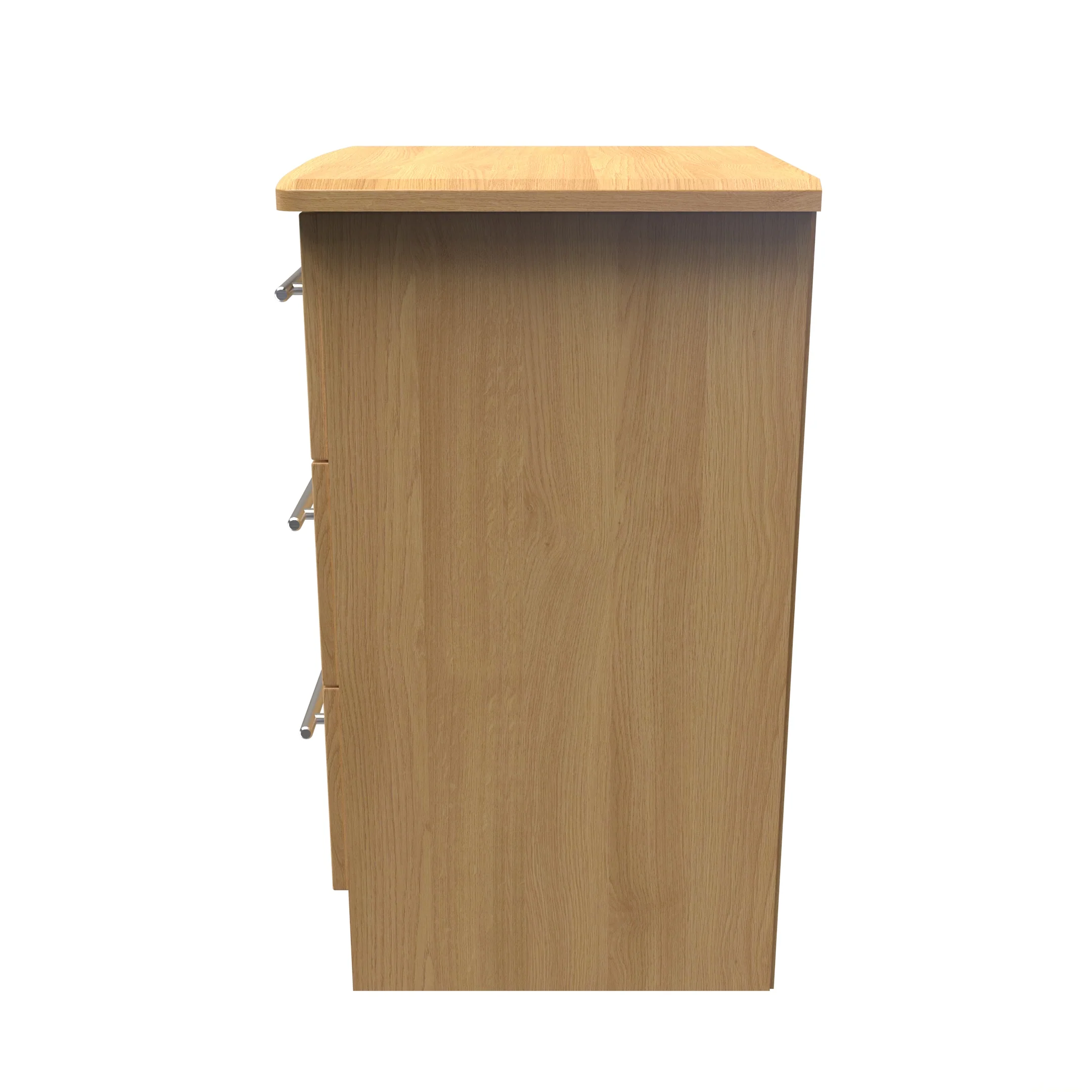 Sofia Ready Assembled 3 Drawer Bedside Cabinet in Modern Oak - Image 2