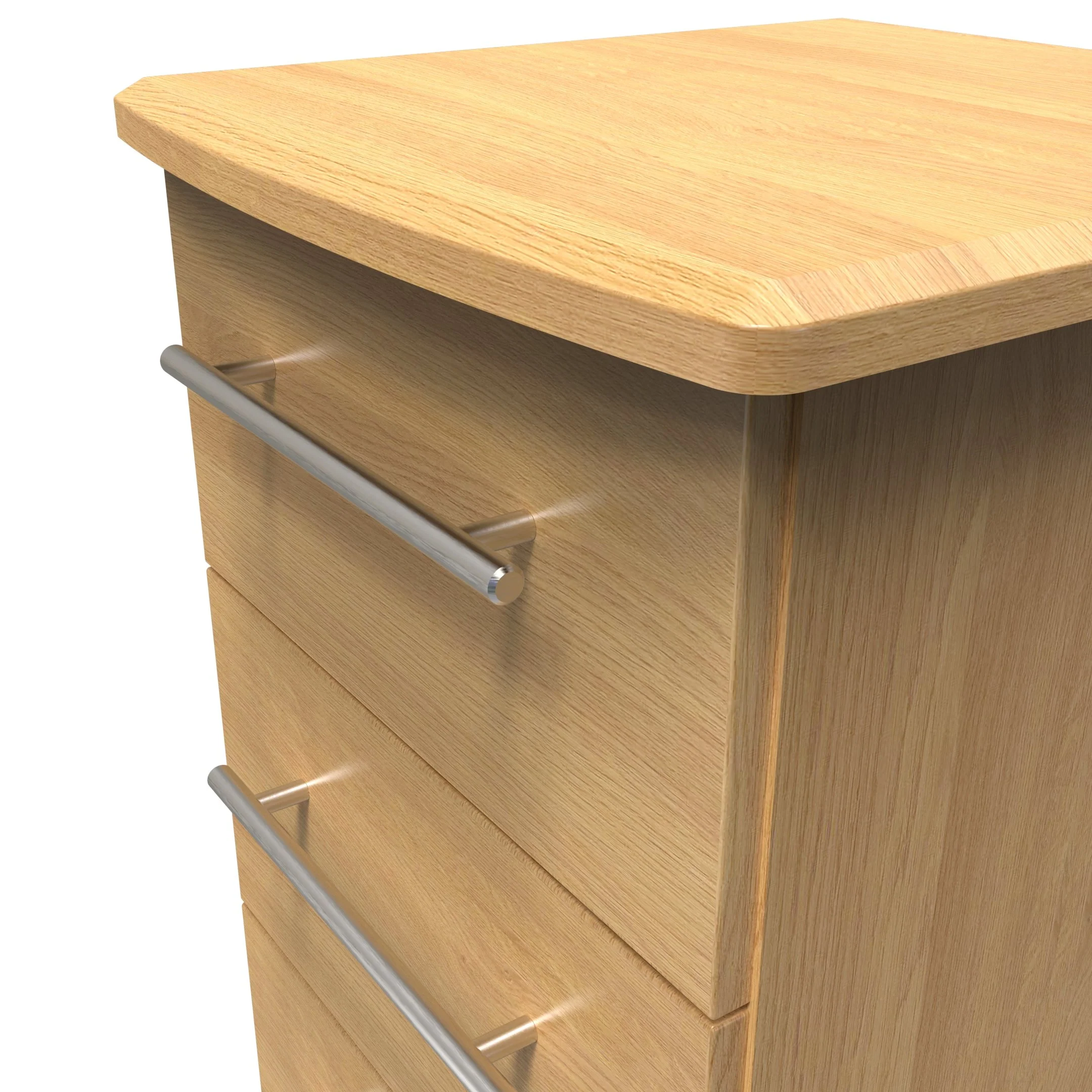Sofia Ready Assembled 3 Drawer Bedside Cabinet in Modern Oak - Image 4