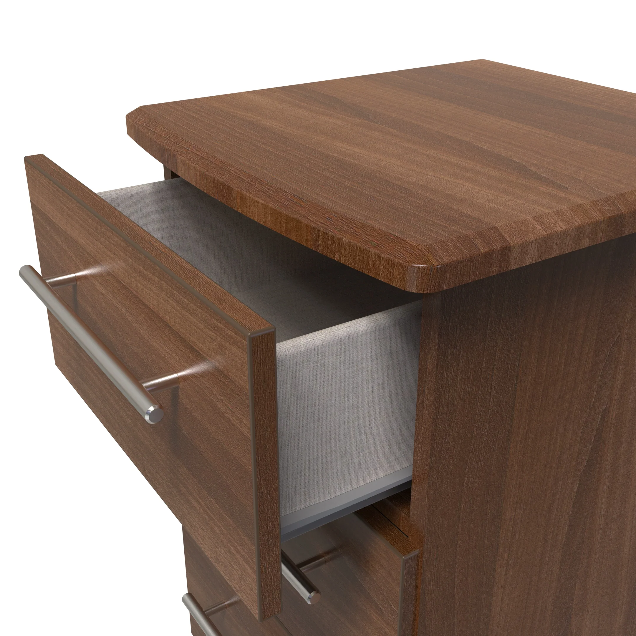 Sofia Ready Assembled 3 Drawer Bedside Cabinet in Noche Walnut - Image 5
