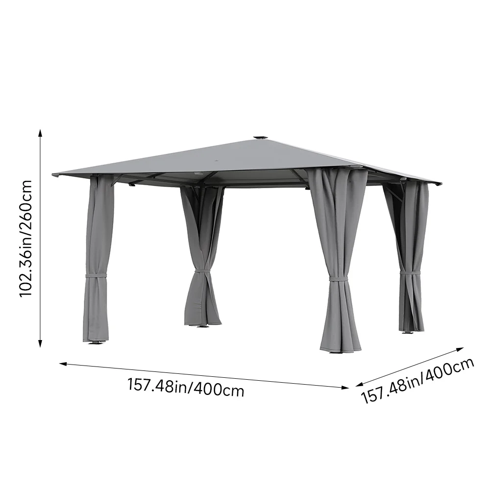 Solar LED Metal Patio Gazebo with Curtains L or XL - Image 10