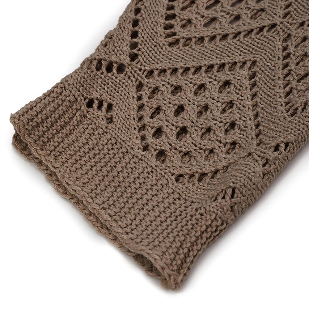 Solid Hollow Out Knitted Cover Up Top with Long Sleeves - Image 6