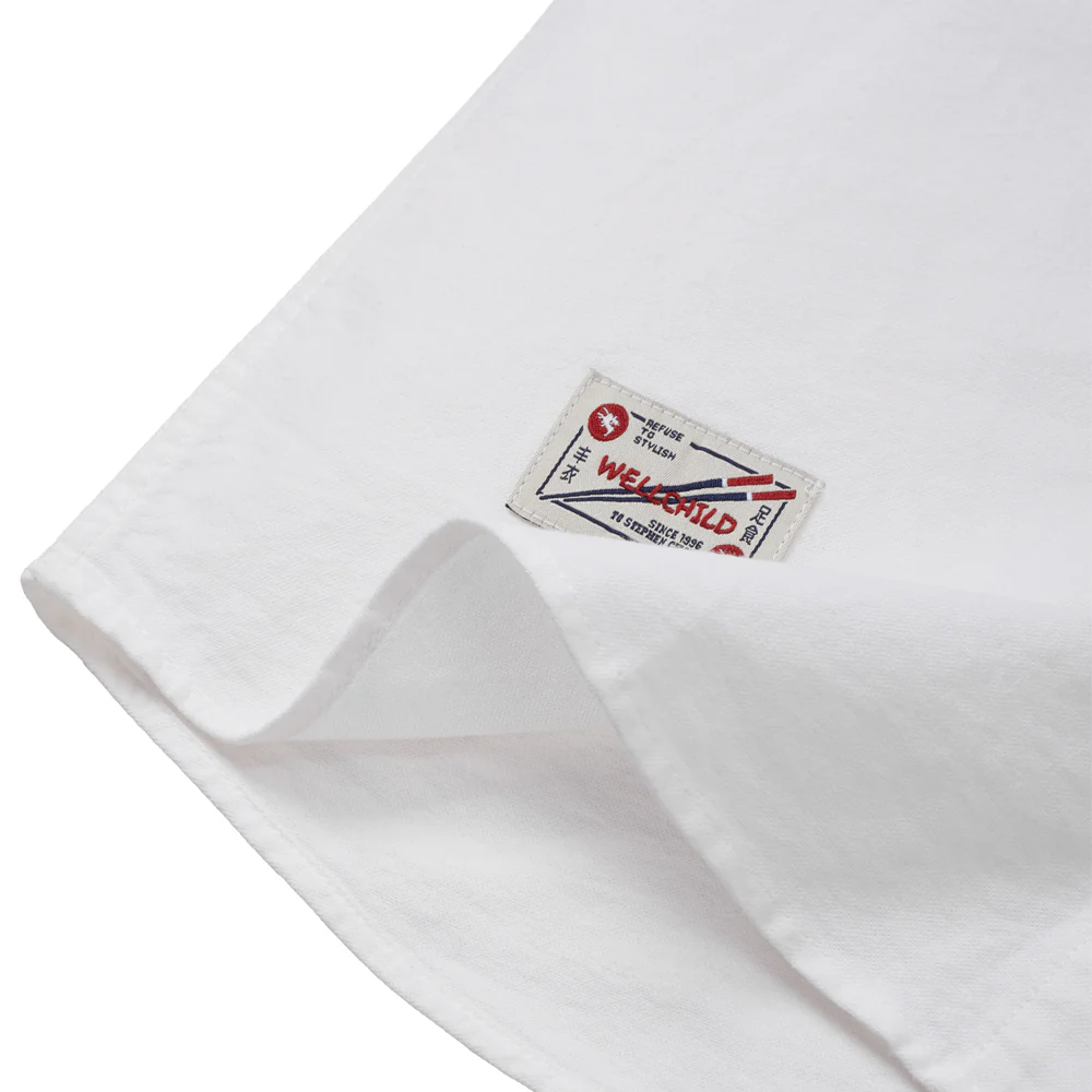 Solid Short Sleeve Shirt With Turn-Down Collar - White - Image 6