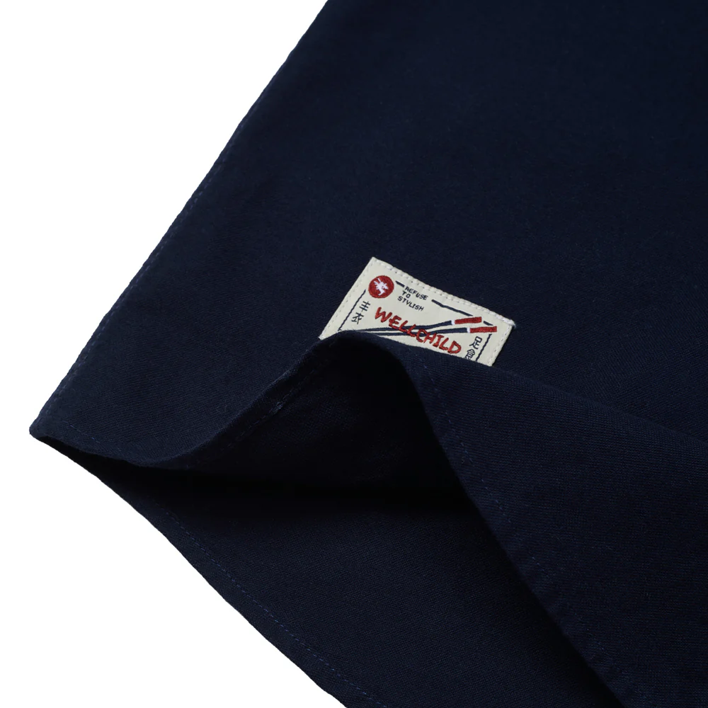 Solid Short Sleeve Shirt With Turn-Down Collar - Navy - Image 6