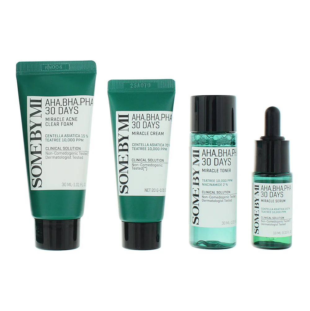 Some By Mi 30 Days AHA, BHA, PHA Miracle Acne Sos Kit 4 Piece Gift Set: Cleansing Foam (30ml), The Miracle Cream (20g), The Miracle Toner (30ml), And The Miracle Serum (10ml) - Image 2