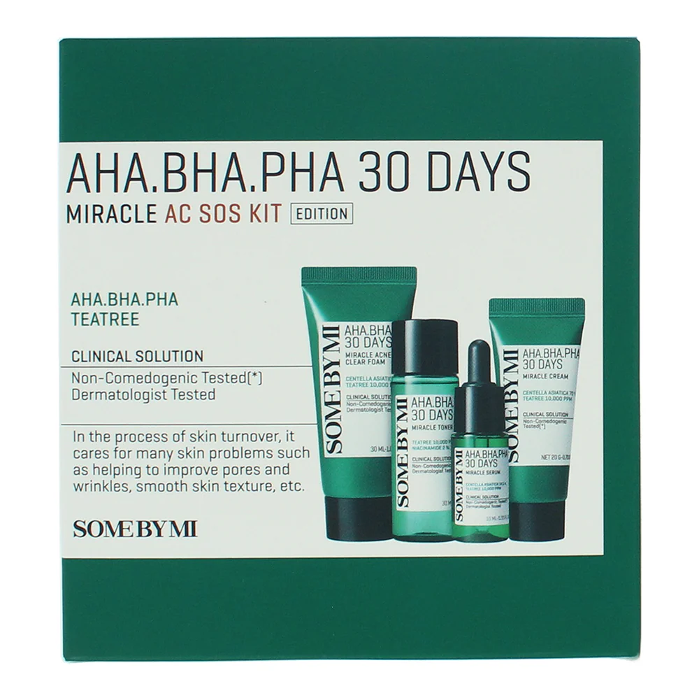 Some By Mi 30 Days AHA, BHA, PHA Miracle Acne Sos Kit 4 Piece Gift Set: Cleansing Foam (30ml), The Miracle Cream (20g), The Miracle Toner (30ml), And The Miracle Serum (10ml) - Image 3