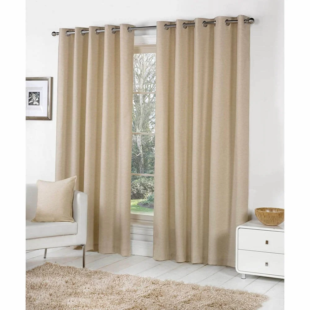 Sorbonne Lined Eyelet Curtains - Natural