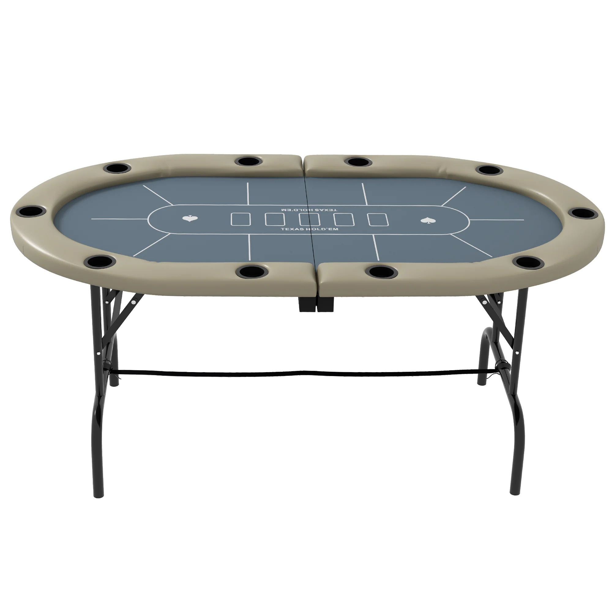 SPORTNOW 10 Player Folding Poker Table With Cup Holders, Steel Base, Brown - Image 8