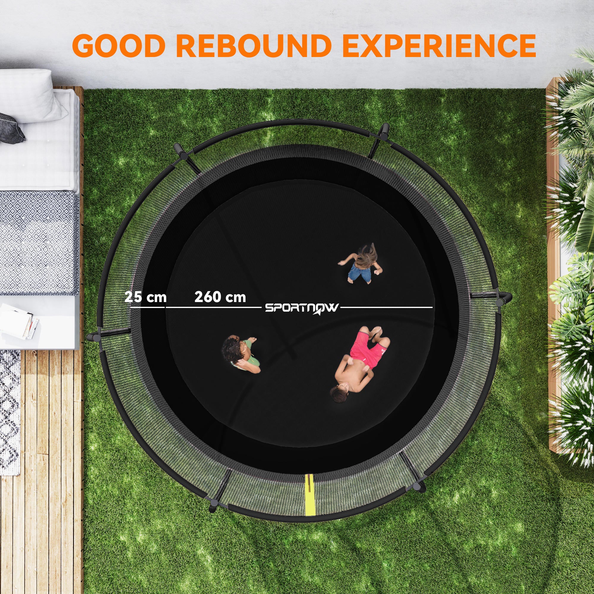 SPORTNOW 10ft Trampoline With Enclosure Net And Spring Cover, Black - Image 4