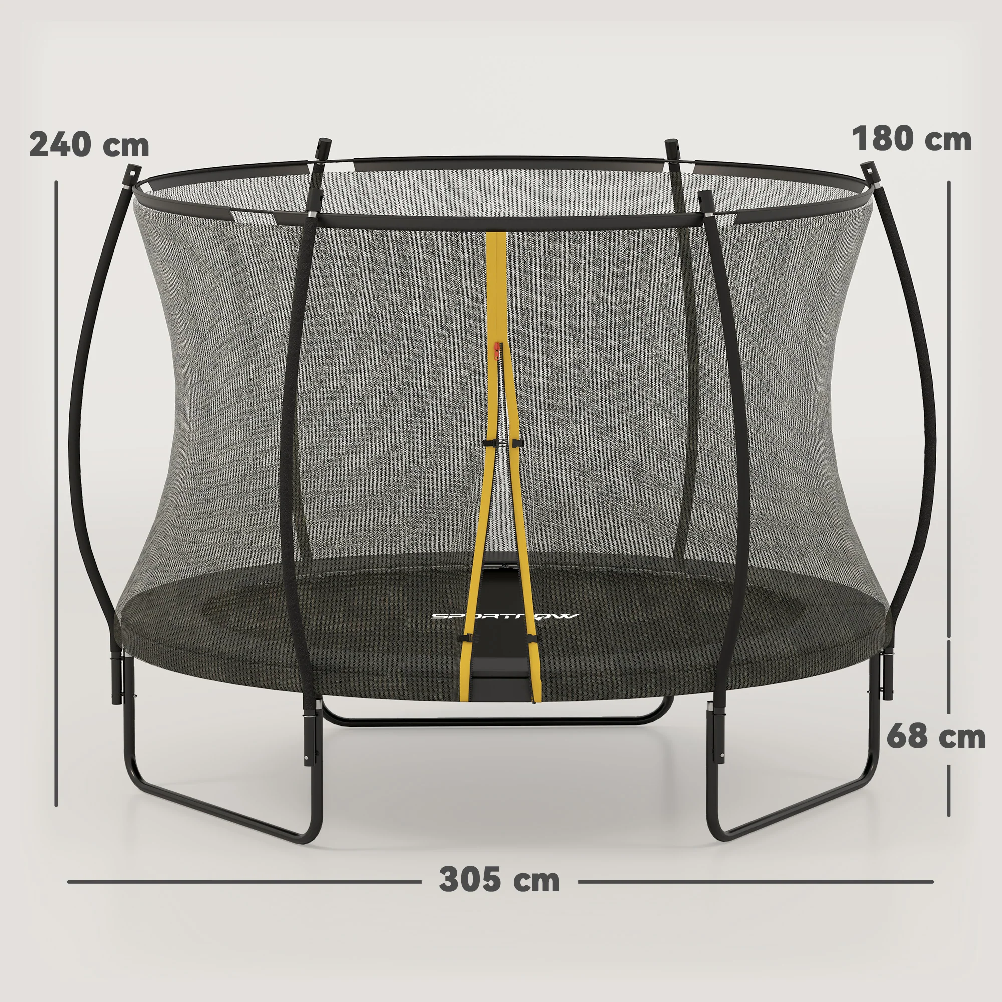 SPORTNOW 10ft Trampoline With Enclosure Net And Spring Cover, Black - Image 5