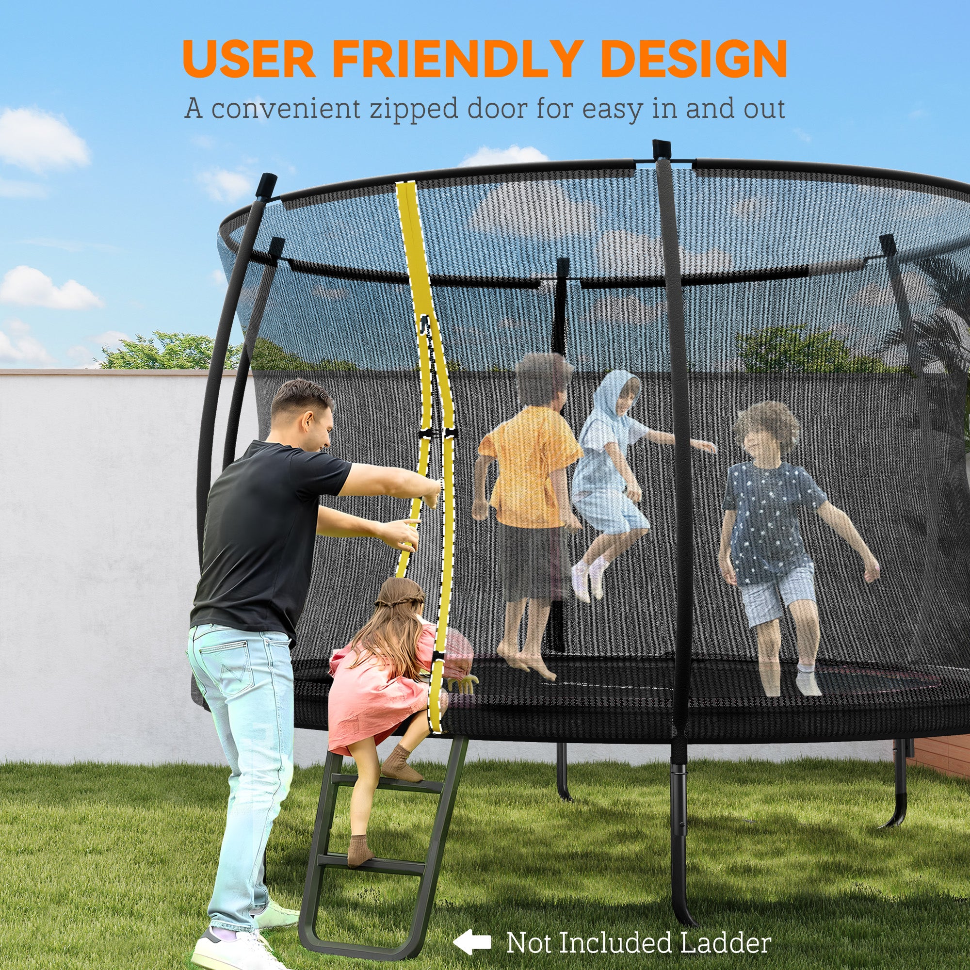 SPORTNOW 10ft Trampoline With Enclosure Net And Spring Cover, Black - Image 6