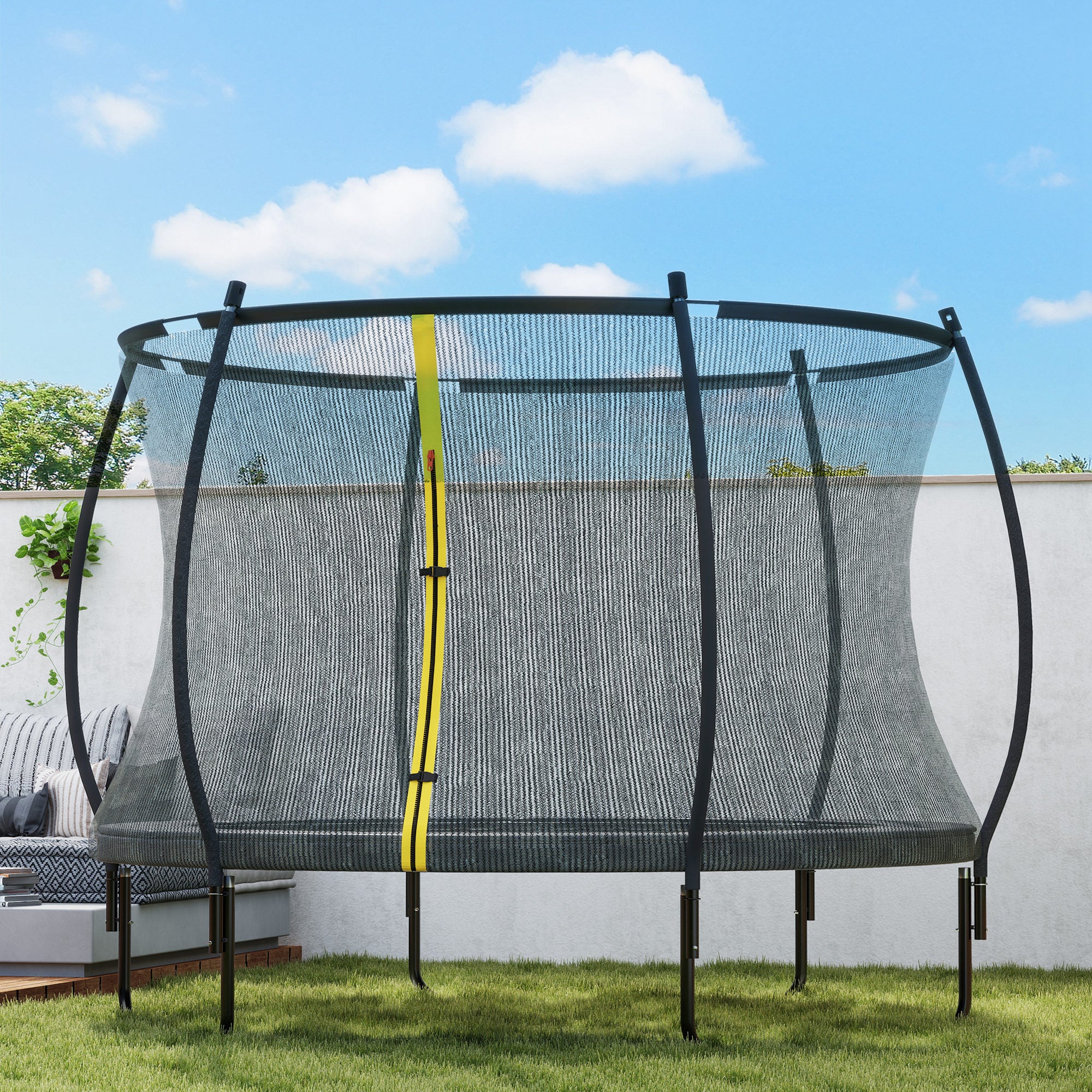 SPORTNOW 10ft Trampoline With Enclosure Net And Spring Cover, Black - Image 8